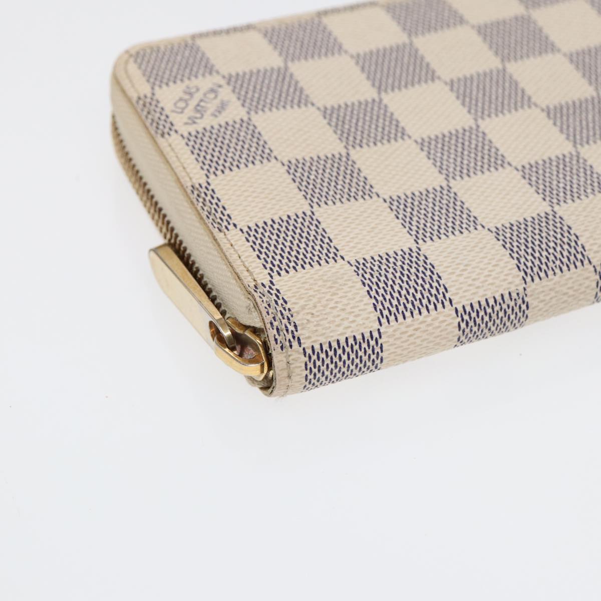 LOUIS VUITTON Damier Azur Zippy Wallet Long Wallet N63503 LV Auth 88032