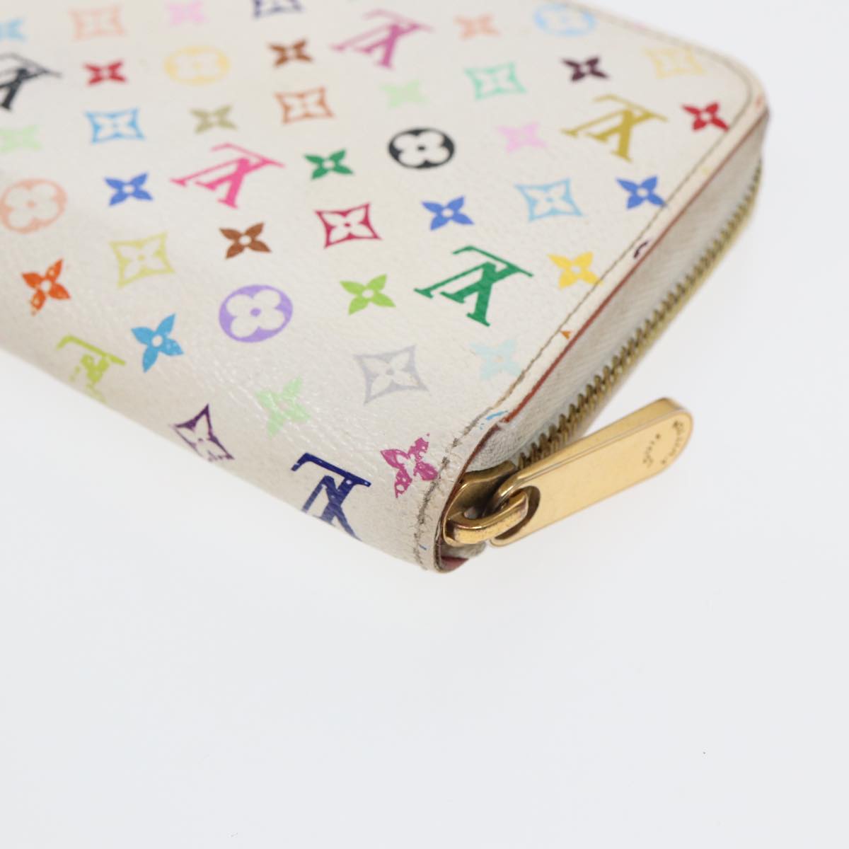 LOUIS VUITTON Monogram Multicolor Zippy Wallet White M60241 LV Auth 88060