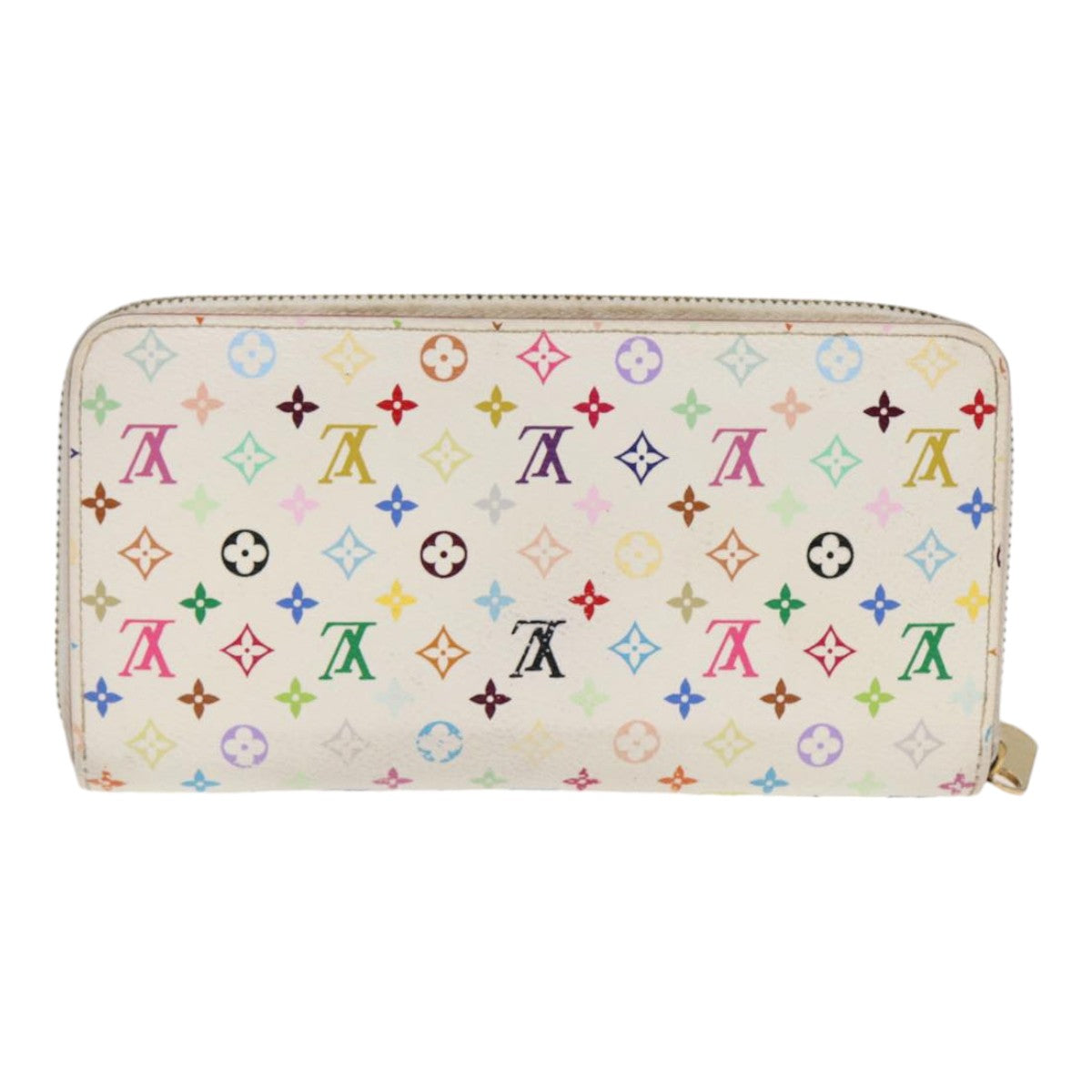 LOUIS VUITTON Monogram Multicolor Zippy Wallet White M60241 LV Auth 88060