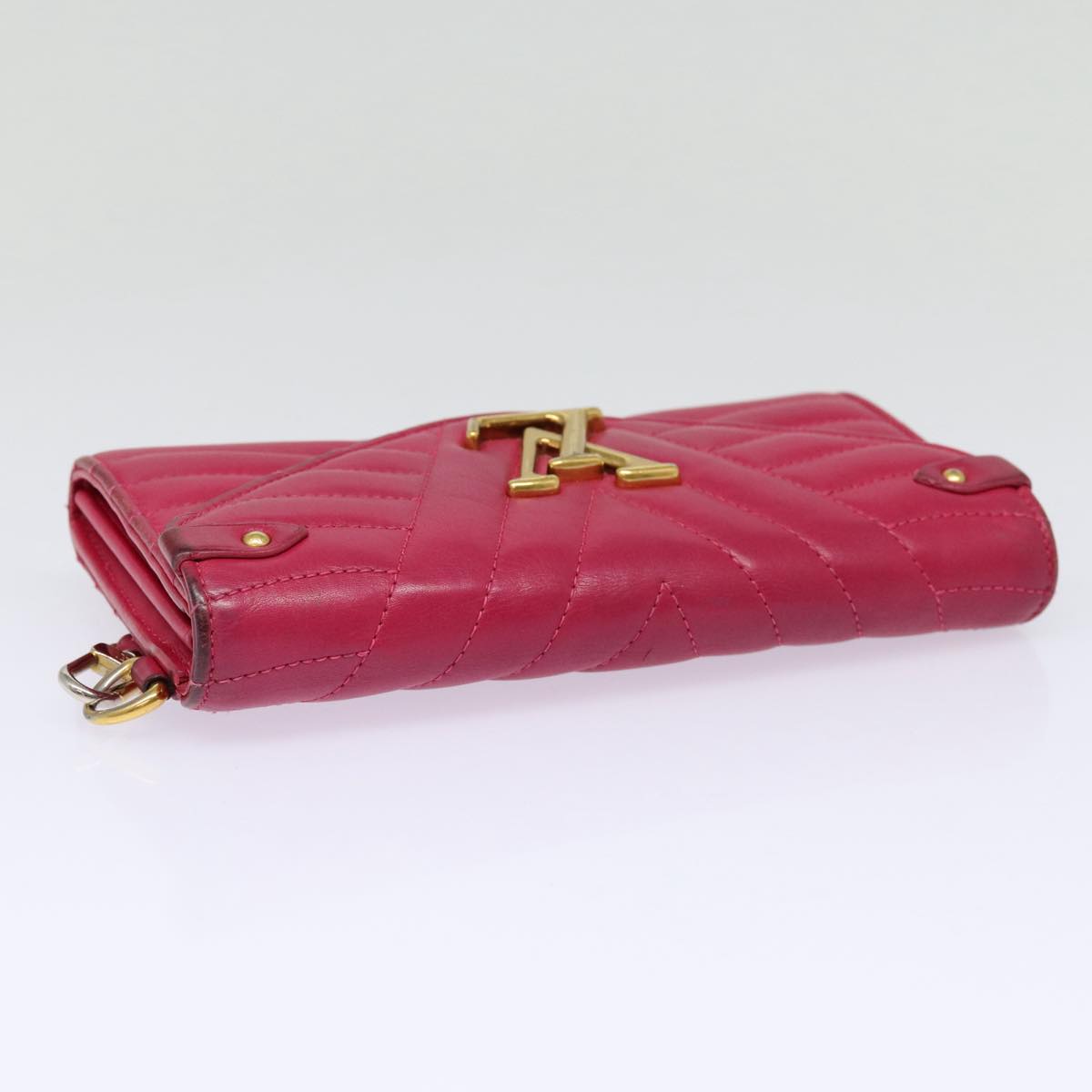 LOUIS VUITTON New Wave Long Wallet Leather Pink M63820 LV Auth 88061