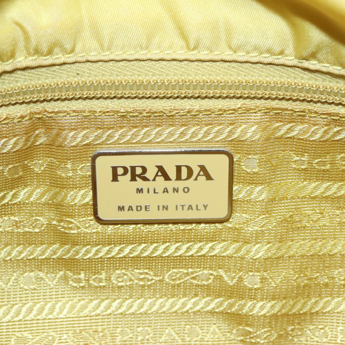 PRADA Shoulder Bag Nylon Yellow Silver Auth 88093