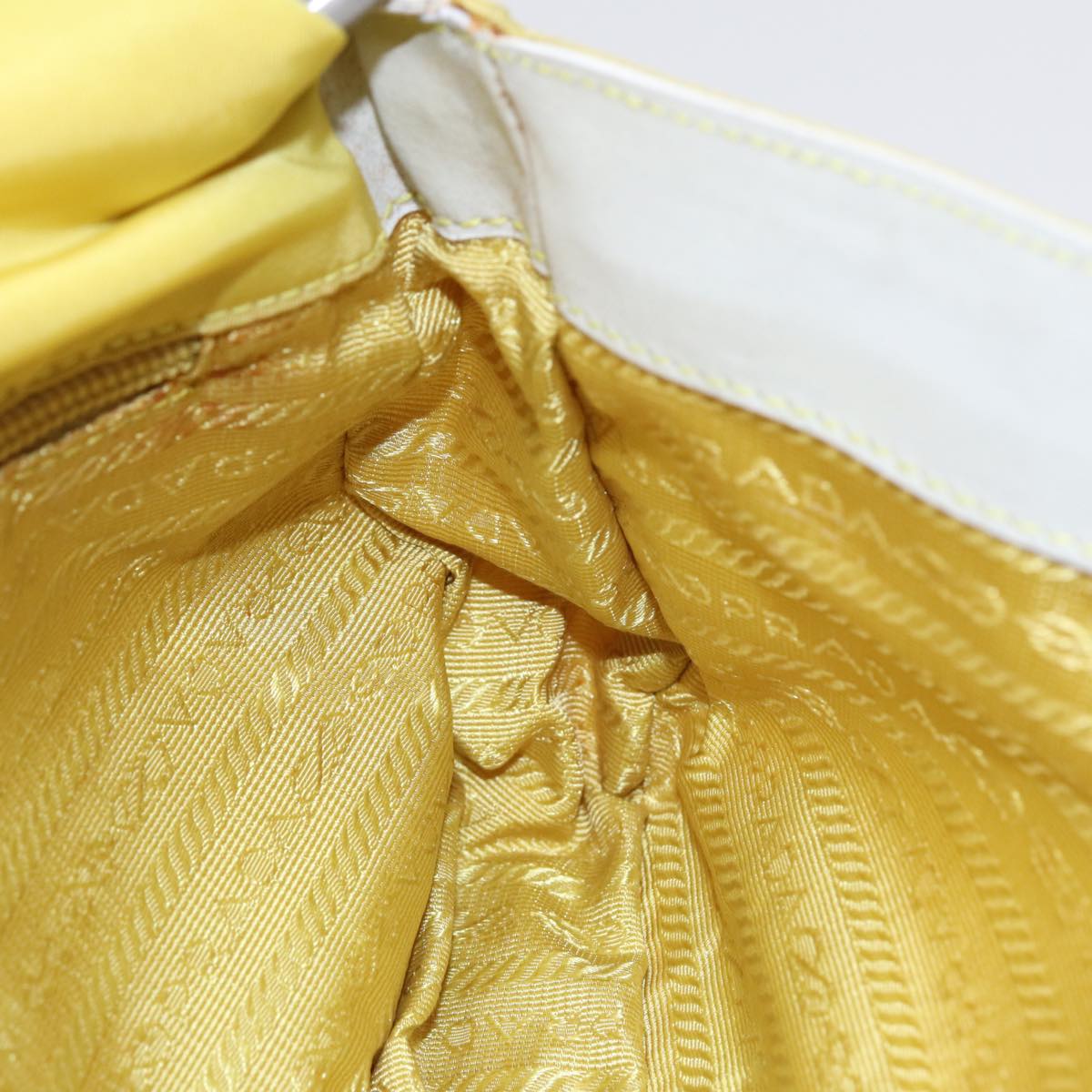 PRADA Shoulder Bag Nylon Yellow Silver Auth 88093
