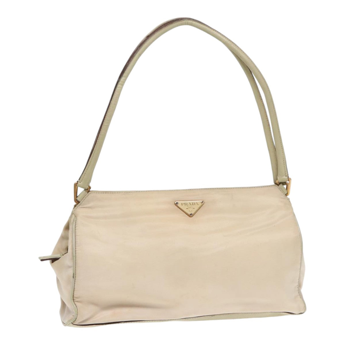 PRADA Hand Bag Nylon Beige Gold Auth 88094