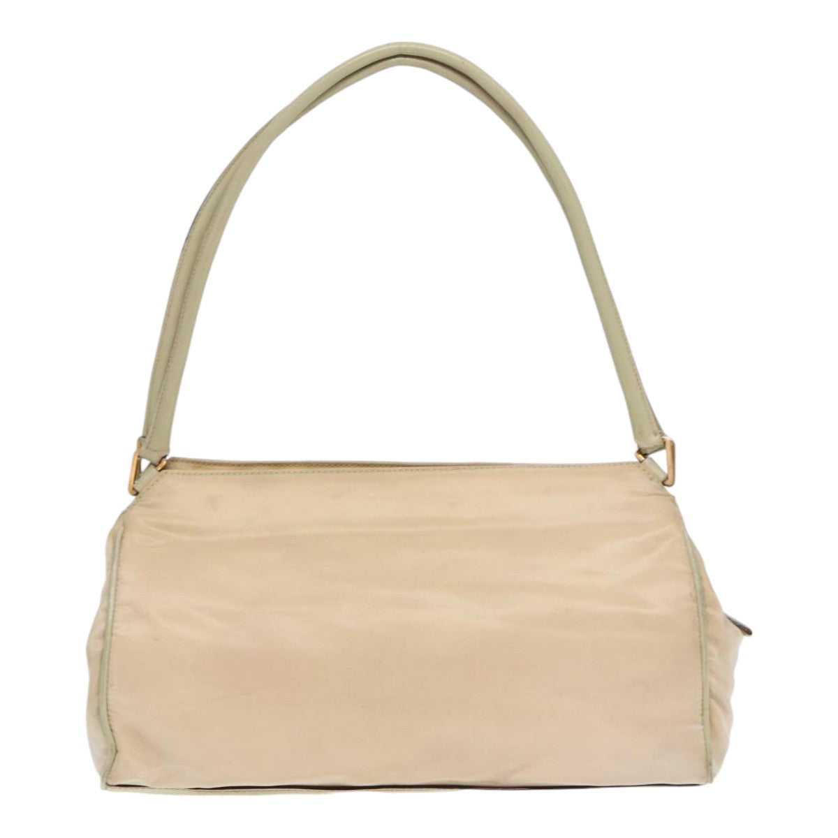 PRADA Hand Bag Nylon Beige Gold Auth 88094