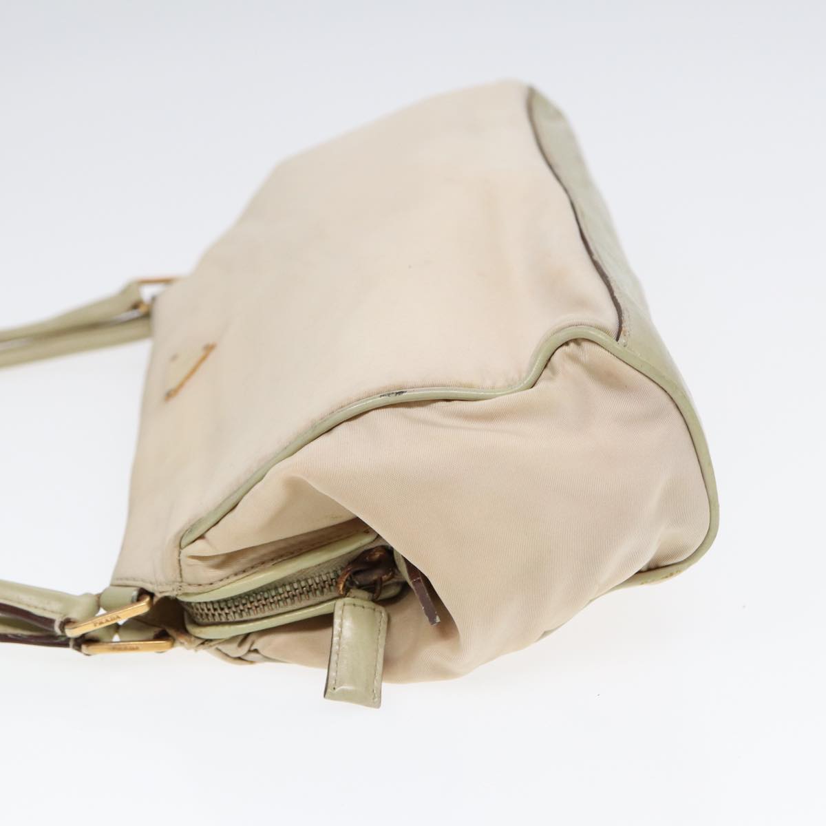 PRADA Hand Bag Nylon Beige Gold Auth 88094