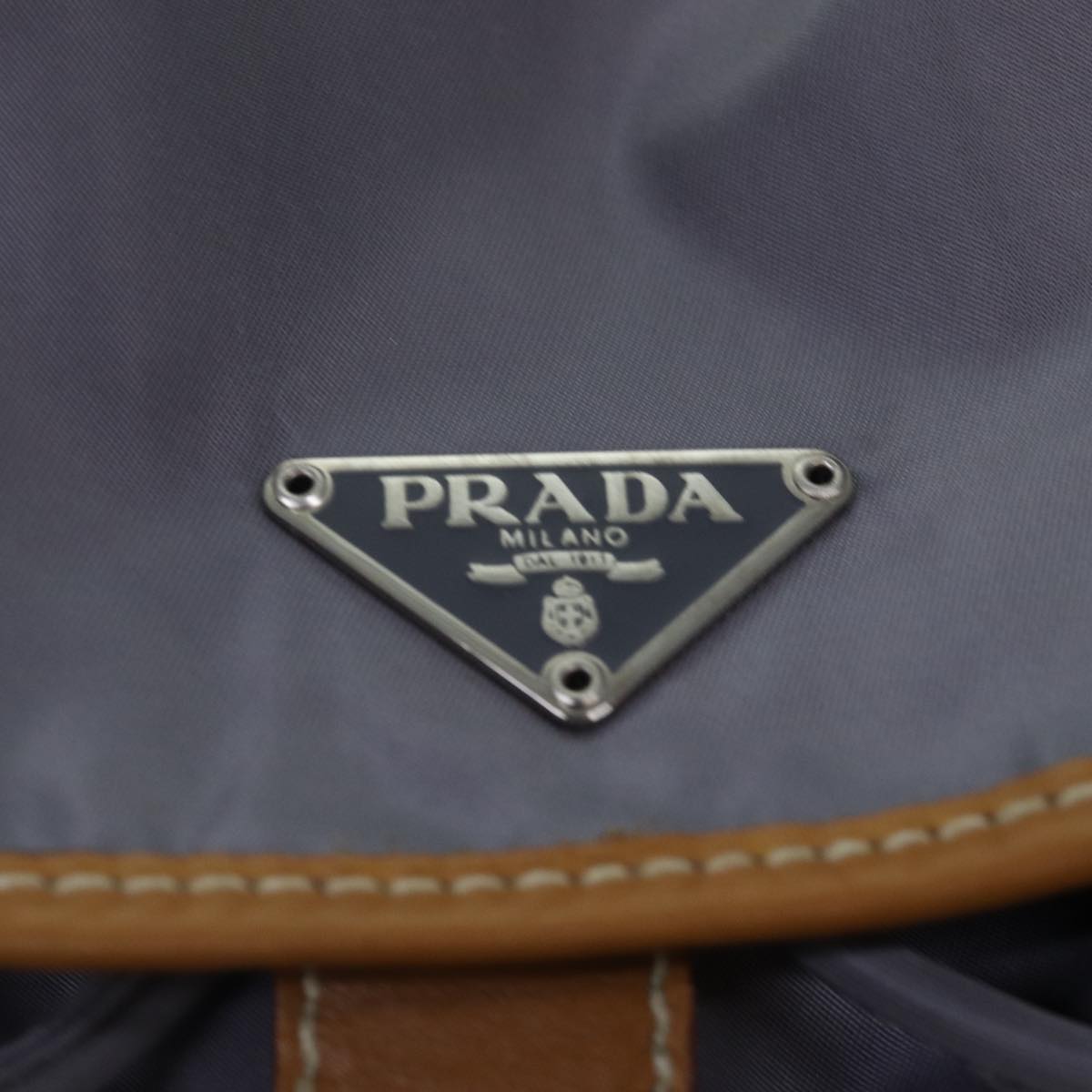 PRADA Backpack Nylon Leather Purple Gray Silver Auth 88095