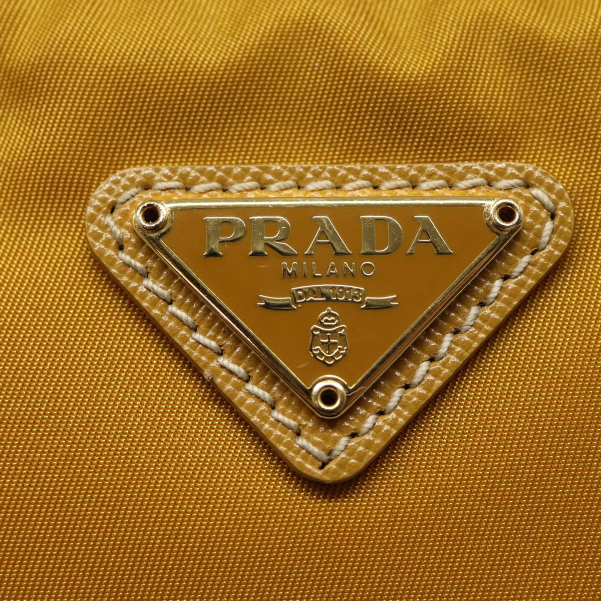 PRADA Hand Bag Nylon Yellow Gold Auth 88104