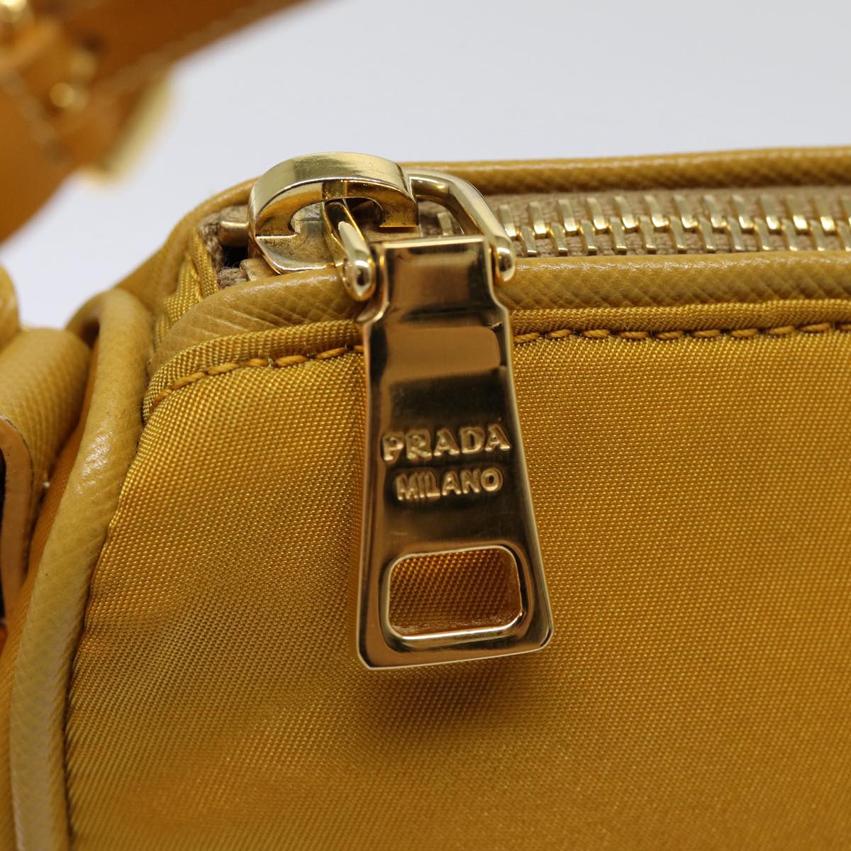 PRADA Hand Bag Nylon Yellow Gold Auth 88104