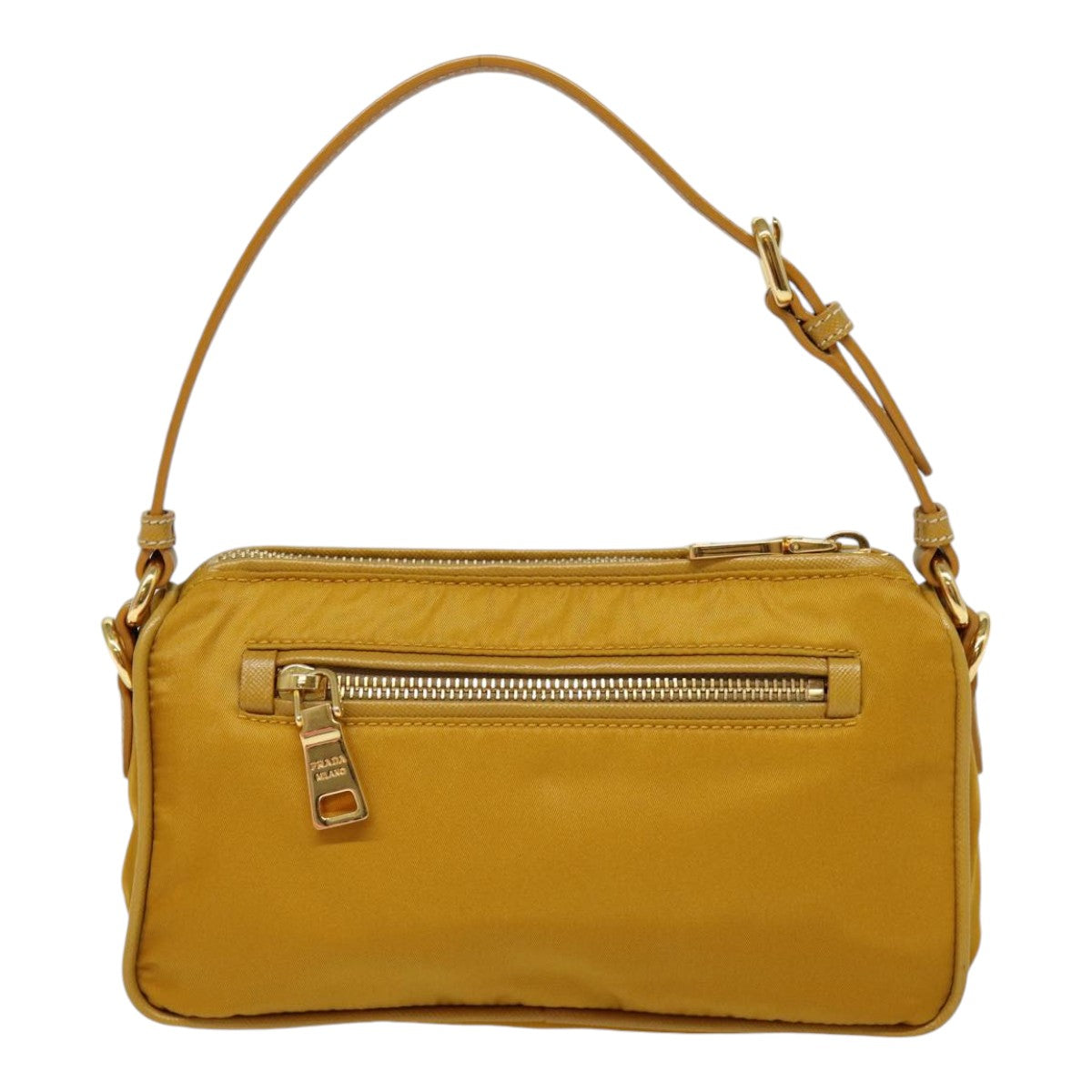 PRADA Hand Bag Nylon Yellow Gold Auth 88104