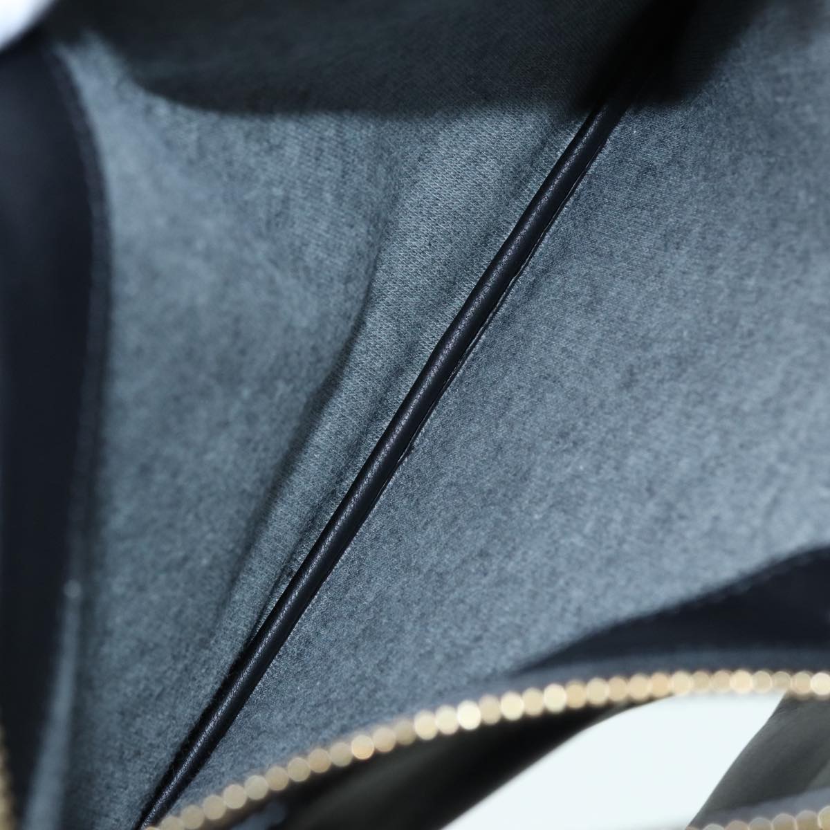 CELINE Trio Large Shoulder Bag Canvas Green Gold Auth 88114V