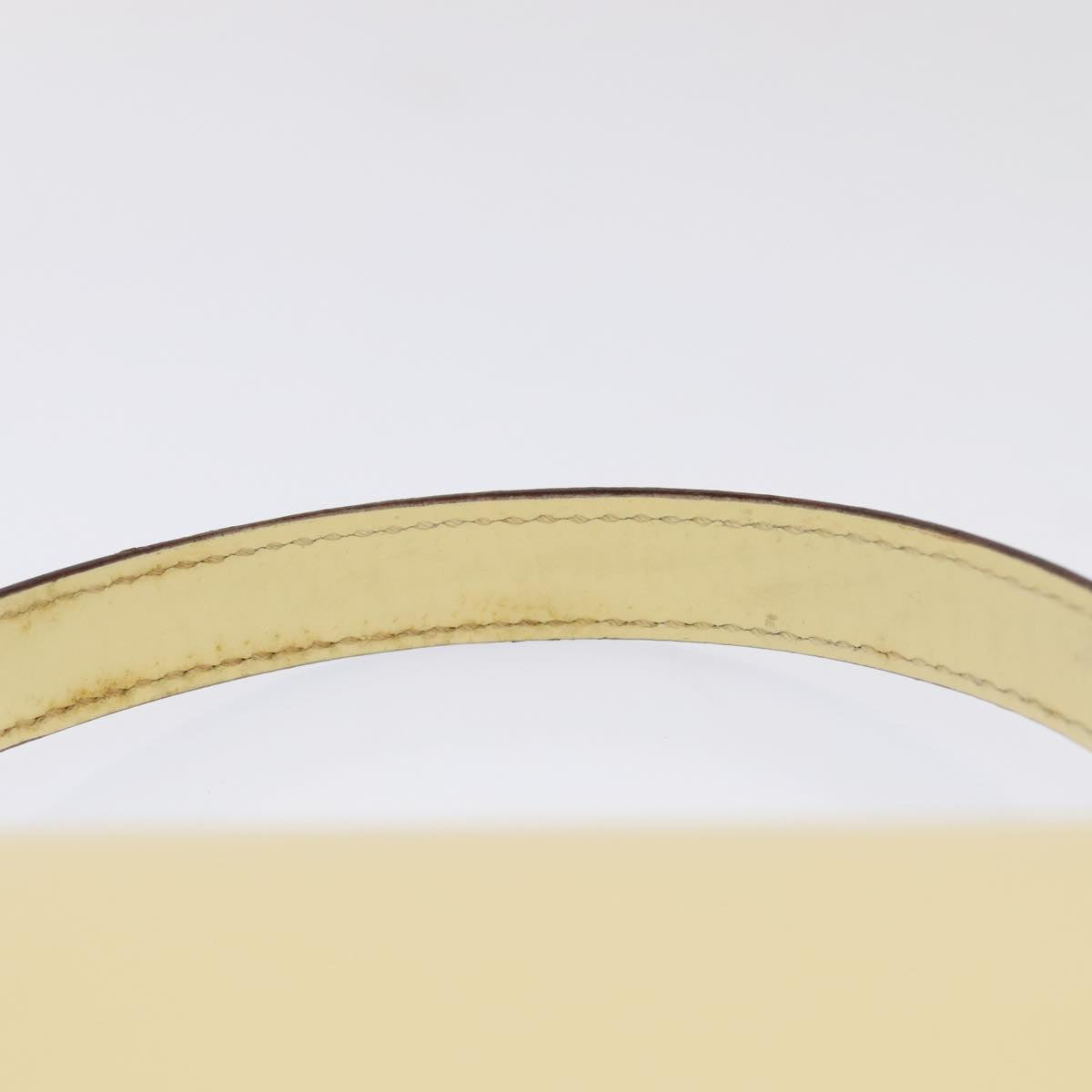 CELINE Hand Bag Leather 2way Cream Gold Auth 88115