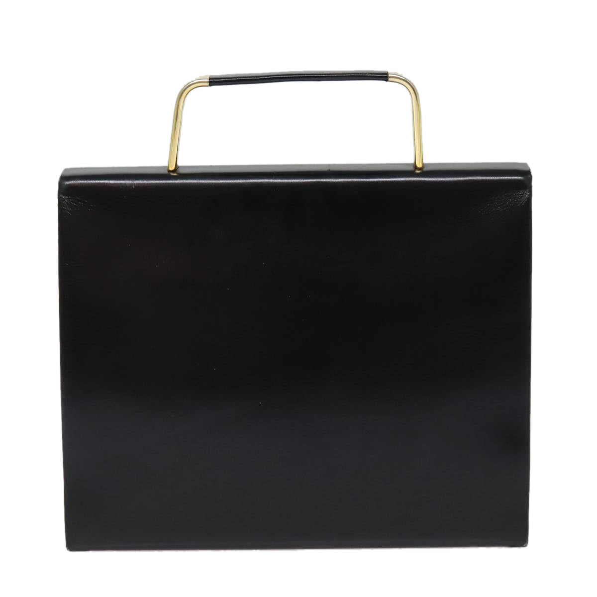 Christian Dior Hand Bag Leather Black Gold Auth 88135