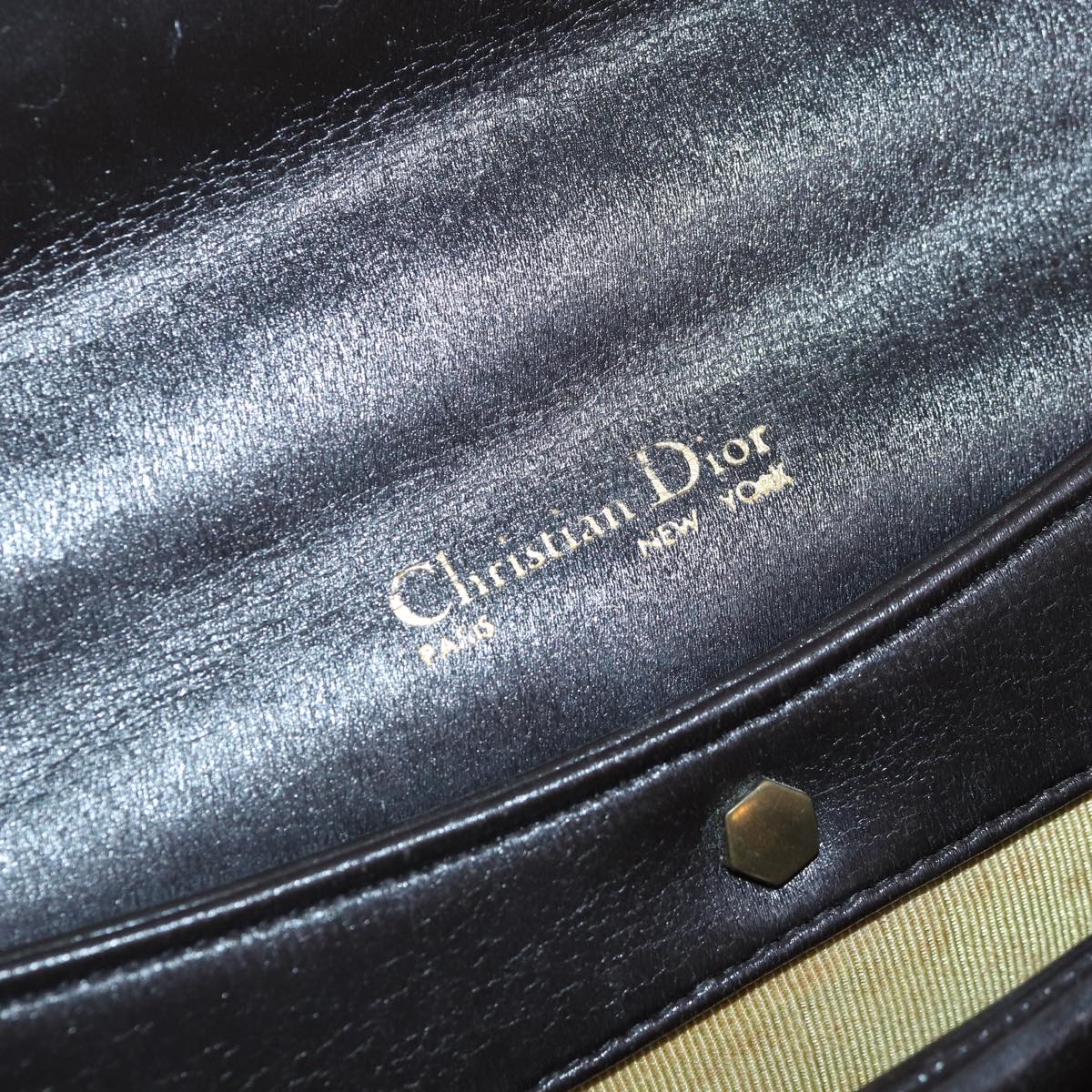 Christian Dior Hand Bag Leather 2way Brown Gold Auth 88137