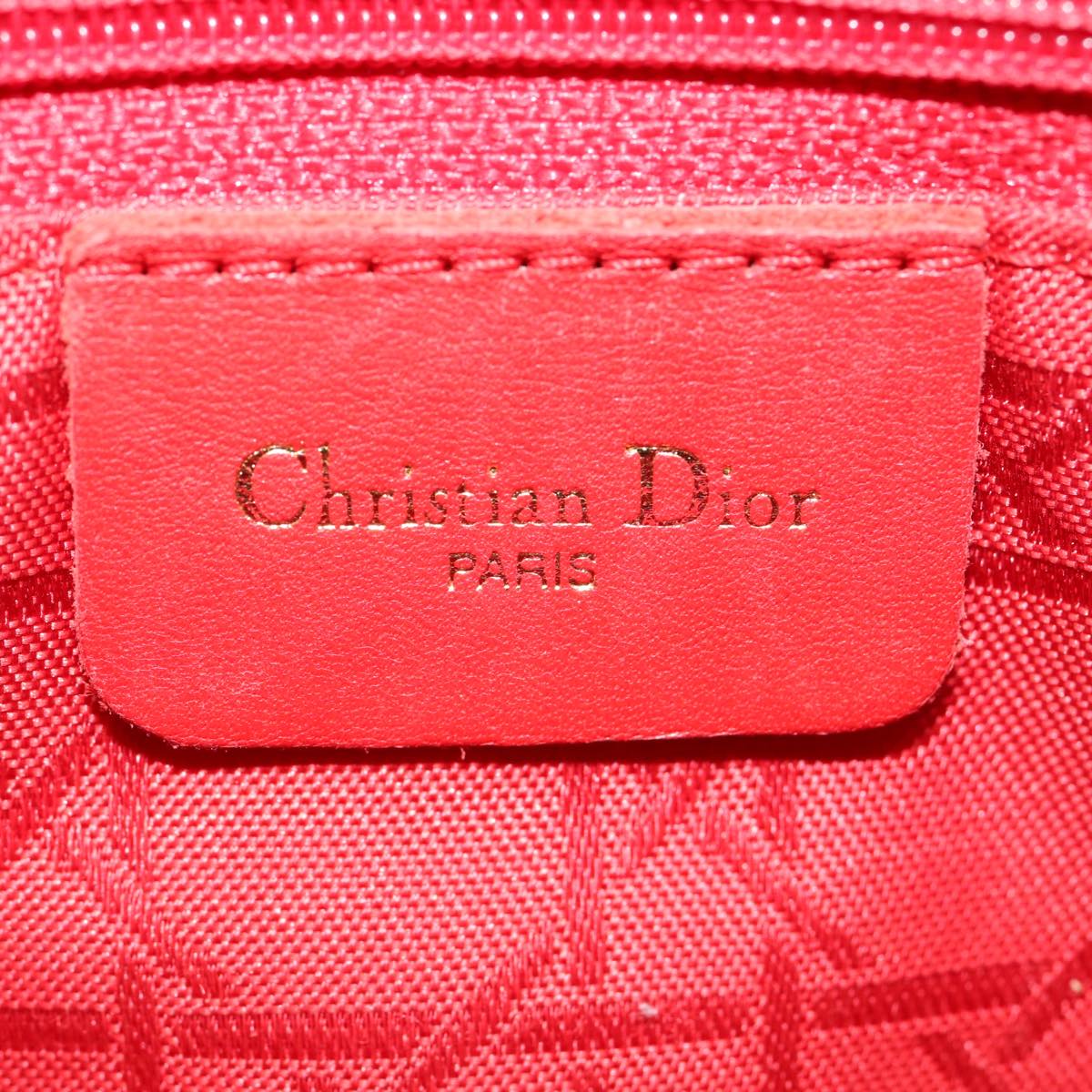 Christian Dior Lady Dior Canage Hand Bag Nylon Black Gold Auth 88140