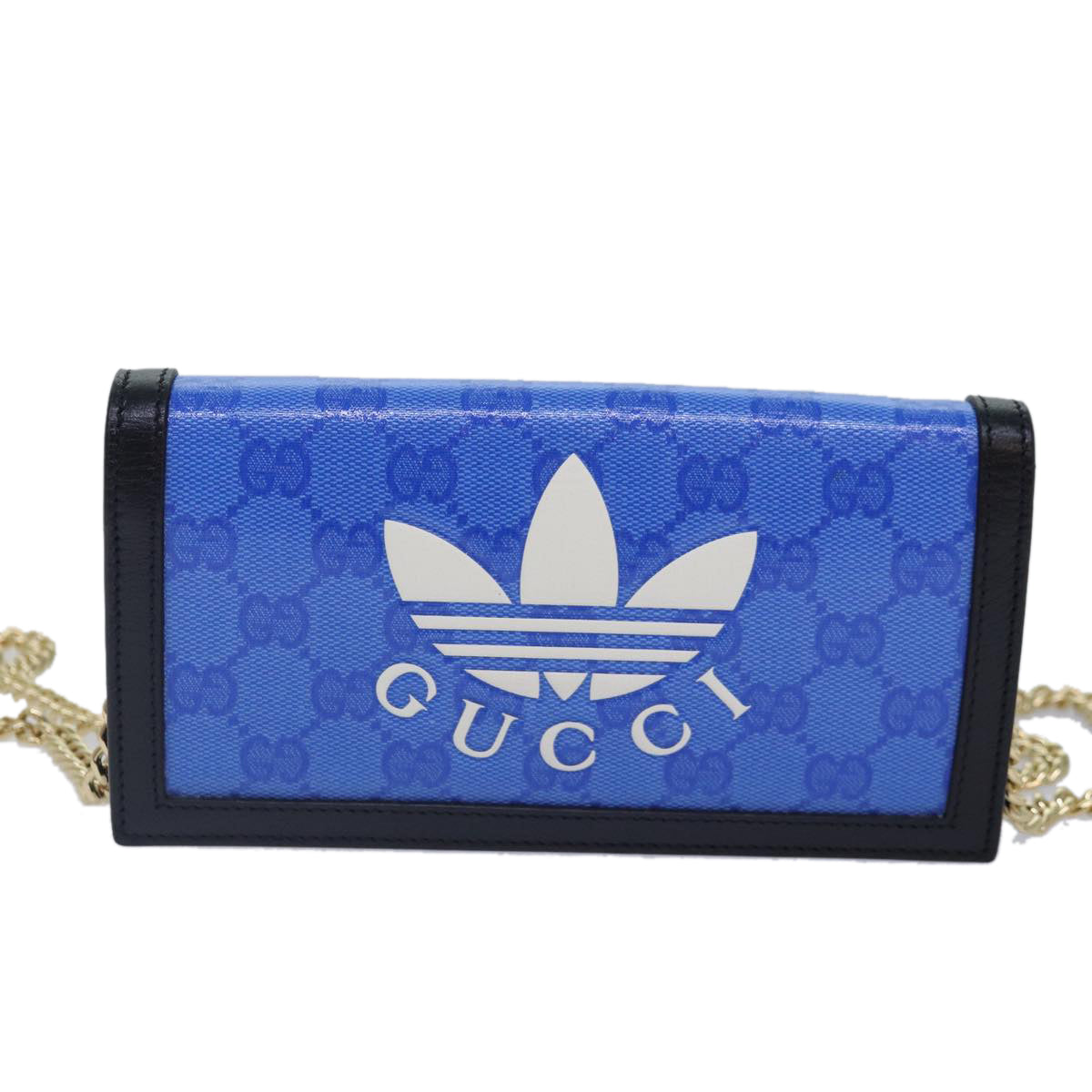 GUCCI GG Supreme Adidas Collaboration Chain Shoulder Wallet 621892 Auth 88144A