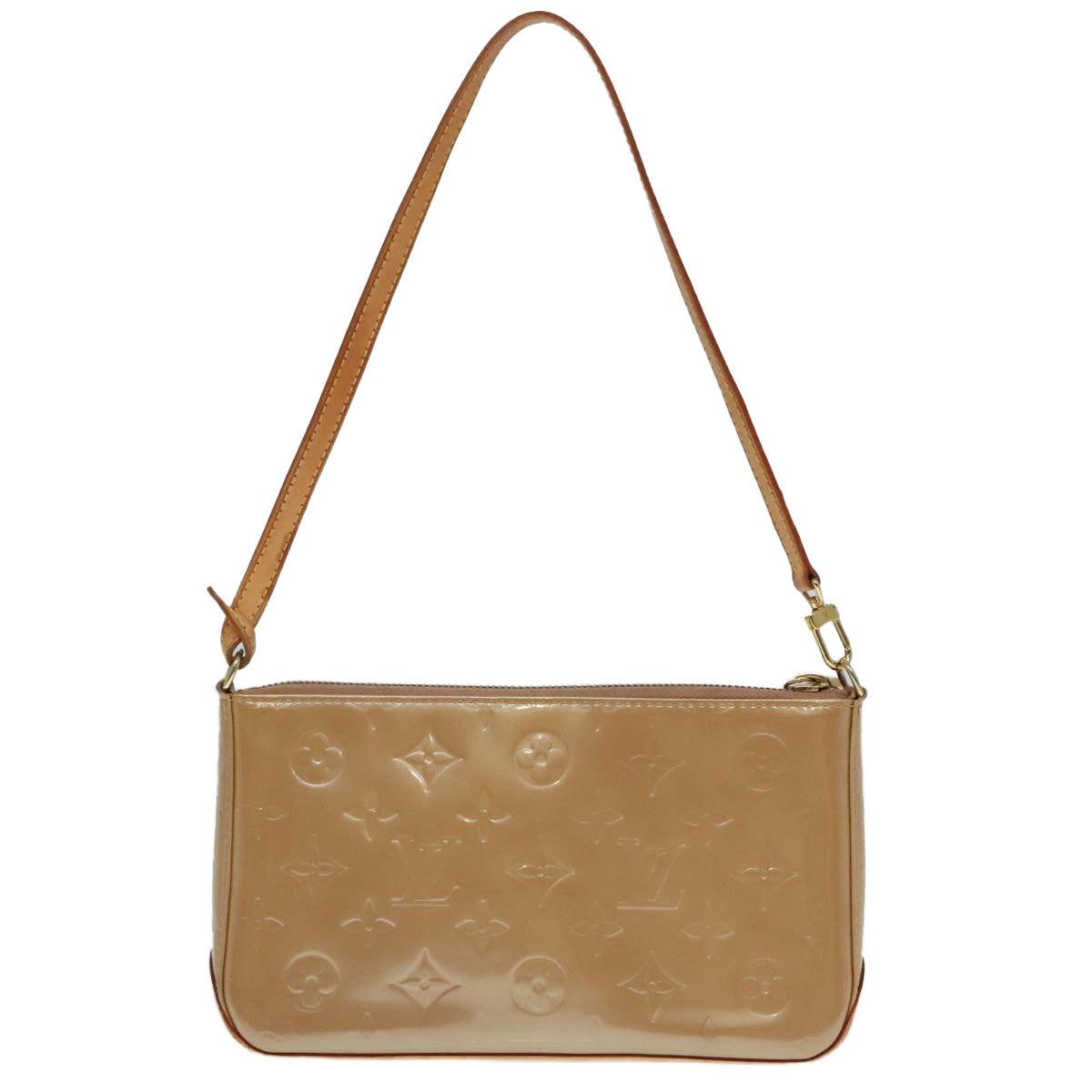 LOUIS VUITTON Monogram Vernis Mallory Square Pouch Noisette M91197 Auth 88192