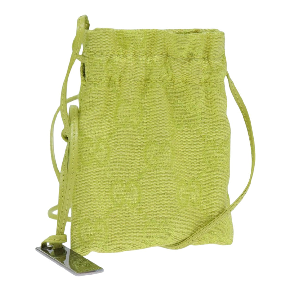 GUCCI GG Canvas Purse Pouch Lime Yellow 039 1705 1080 Auth 88213