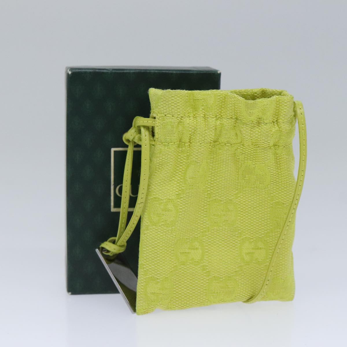 GUCCI GG Canvas Purse Pouch Lime Yellow 039 1705 1080 Auth 88213