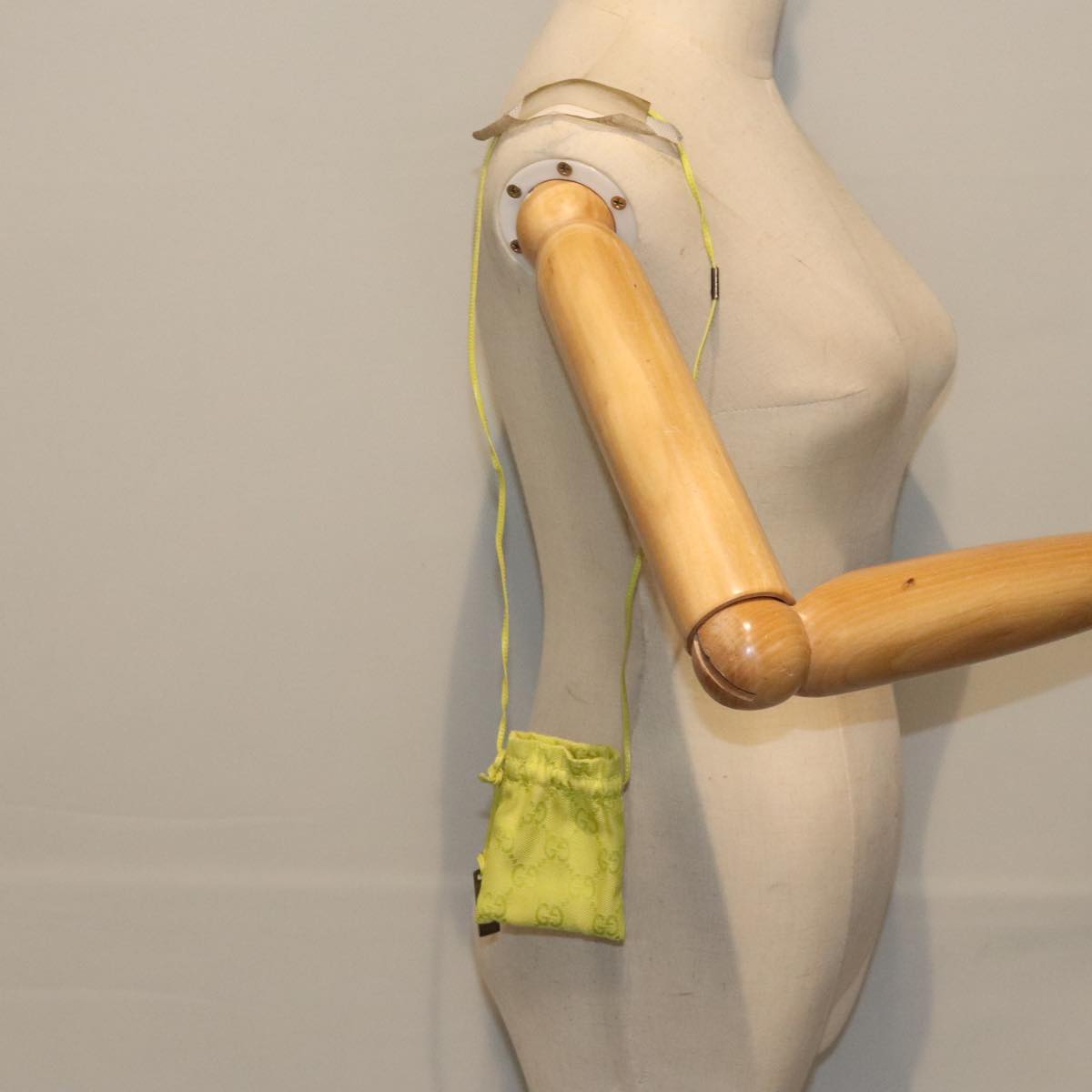 GUCCI GG Canvas Purse Pouch Lime Yellow 039 1705 1080 Auth 88213