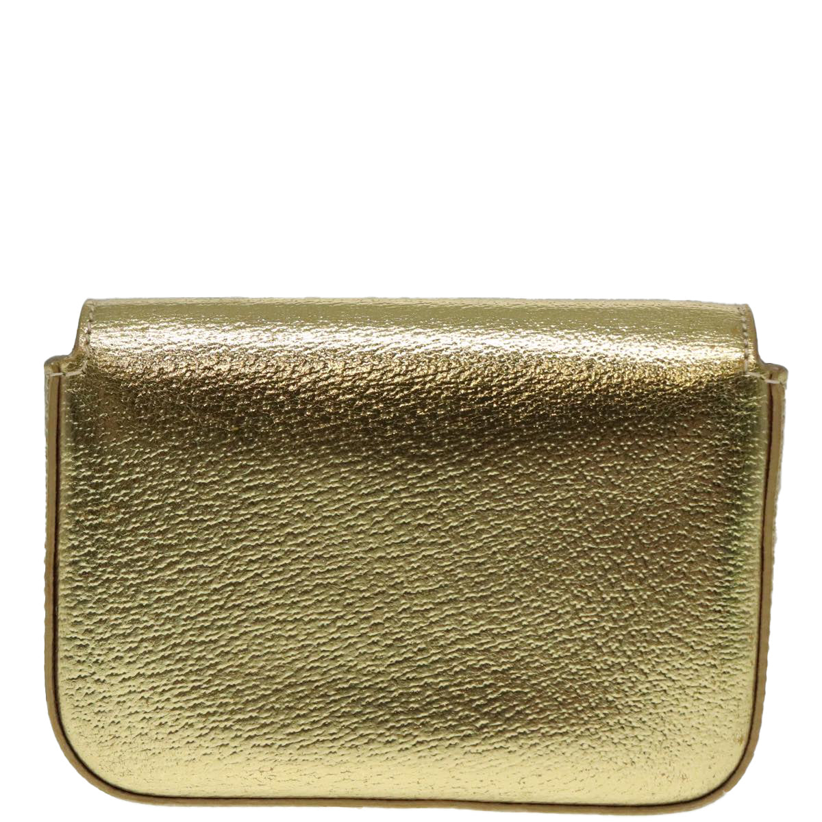 PRADA Accessory Pouch Leather Silver Gold Auth 88214