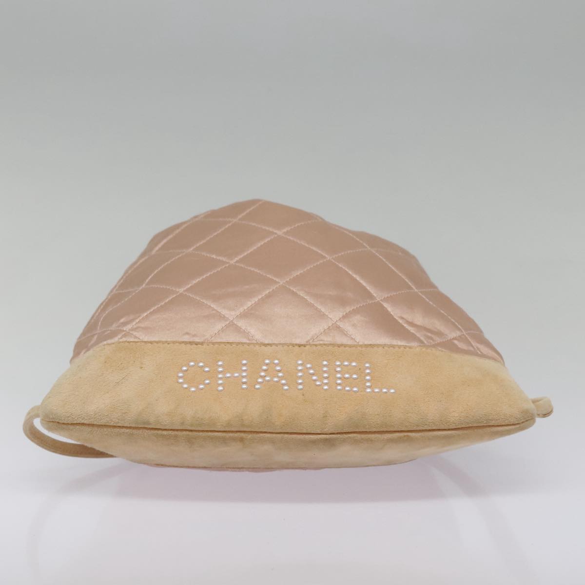 CHANEL knapsack Silk Suede Pink Brown CC Auth 88217