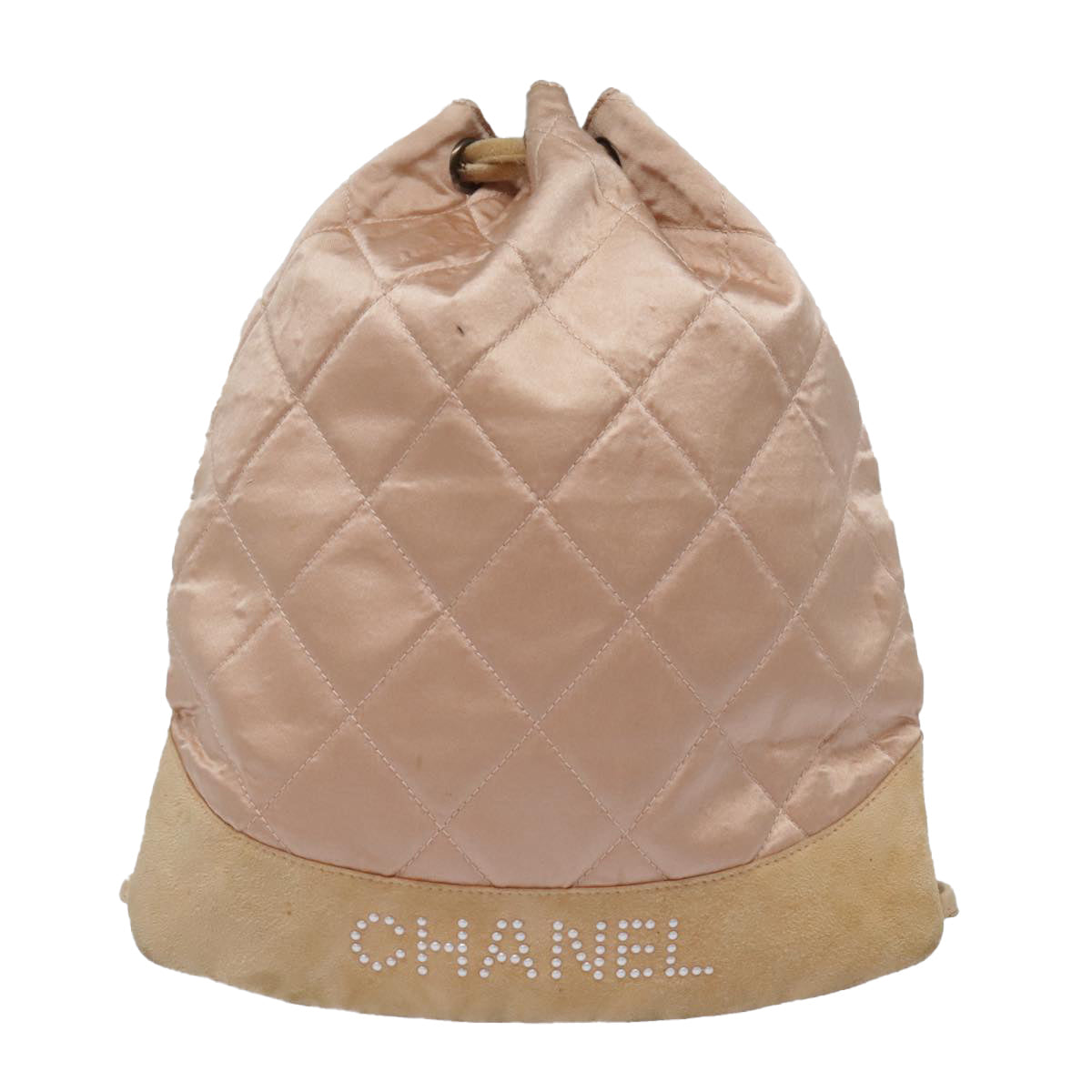 CHANEL knapsack Silk Suede Pink Brown CC Auth 88217