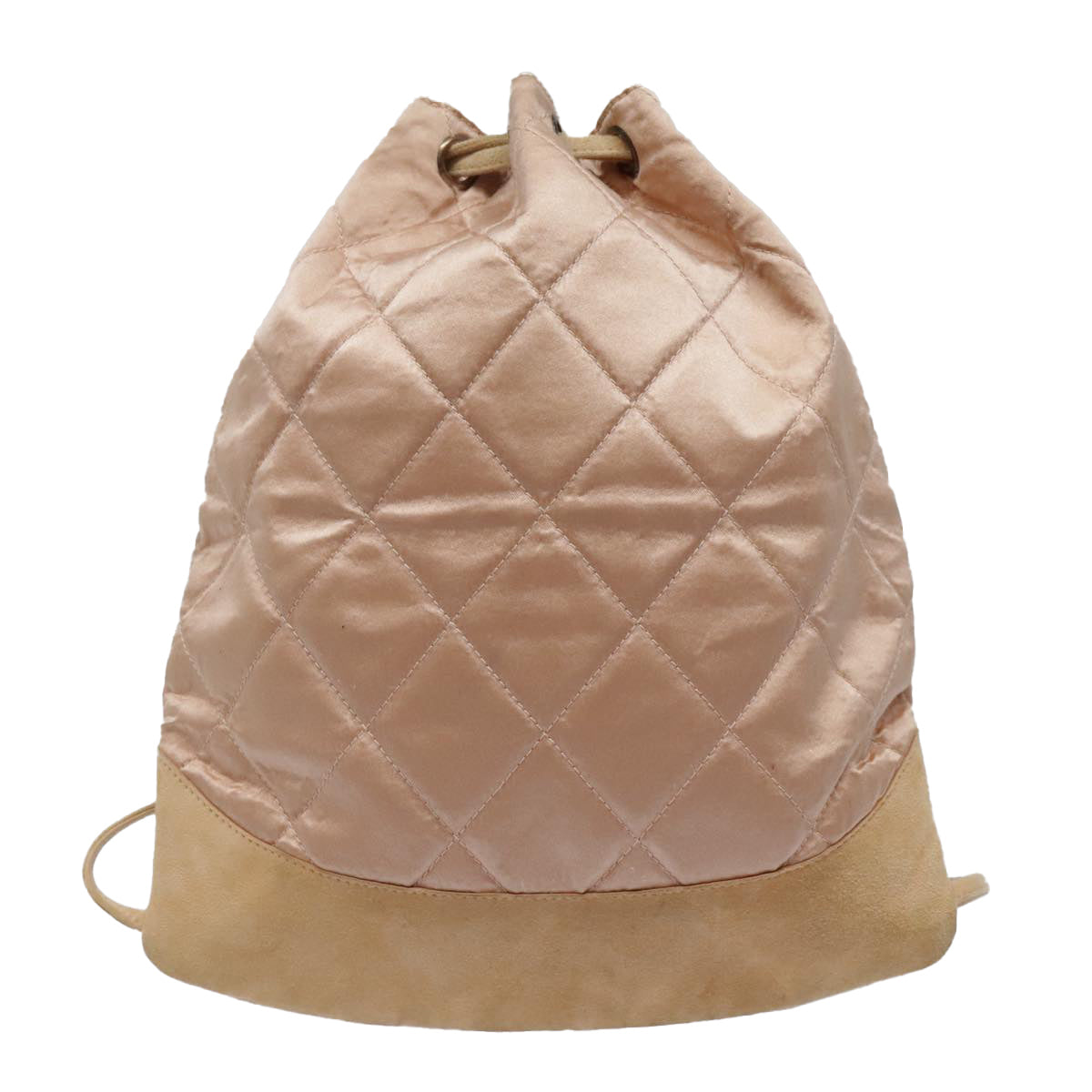 CHANEL knapsack Silk Suede Pink Brown CC Auth 88217