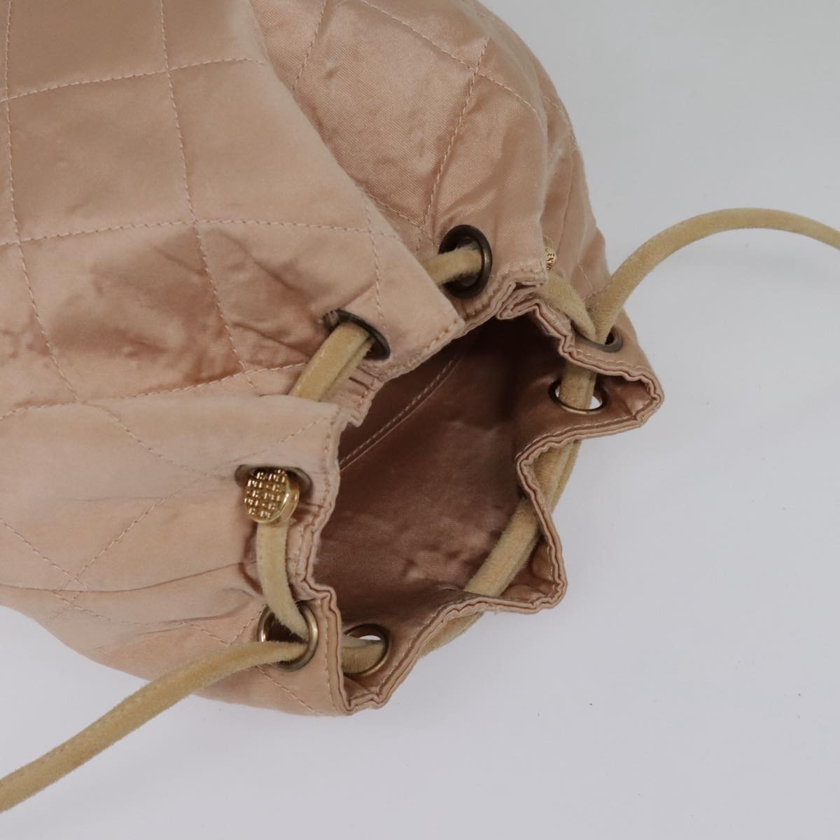 CHANEL knapsack Silk Suede Pink Brown CC Auth 88217