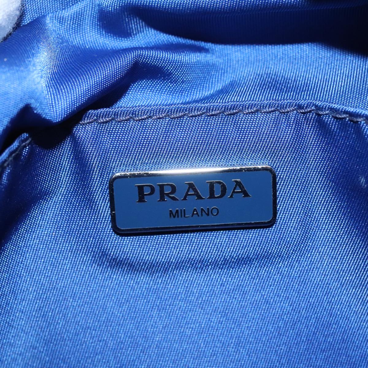 PRADA Pouch Nylon Blue Silver Auth 88220