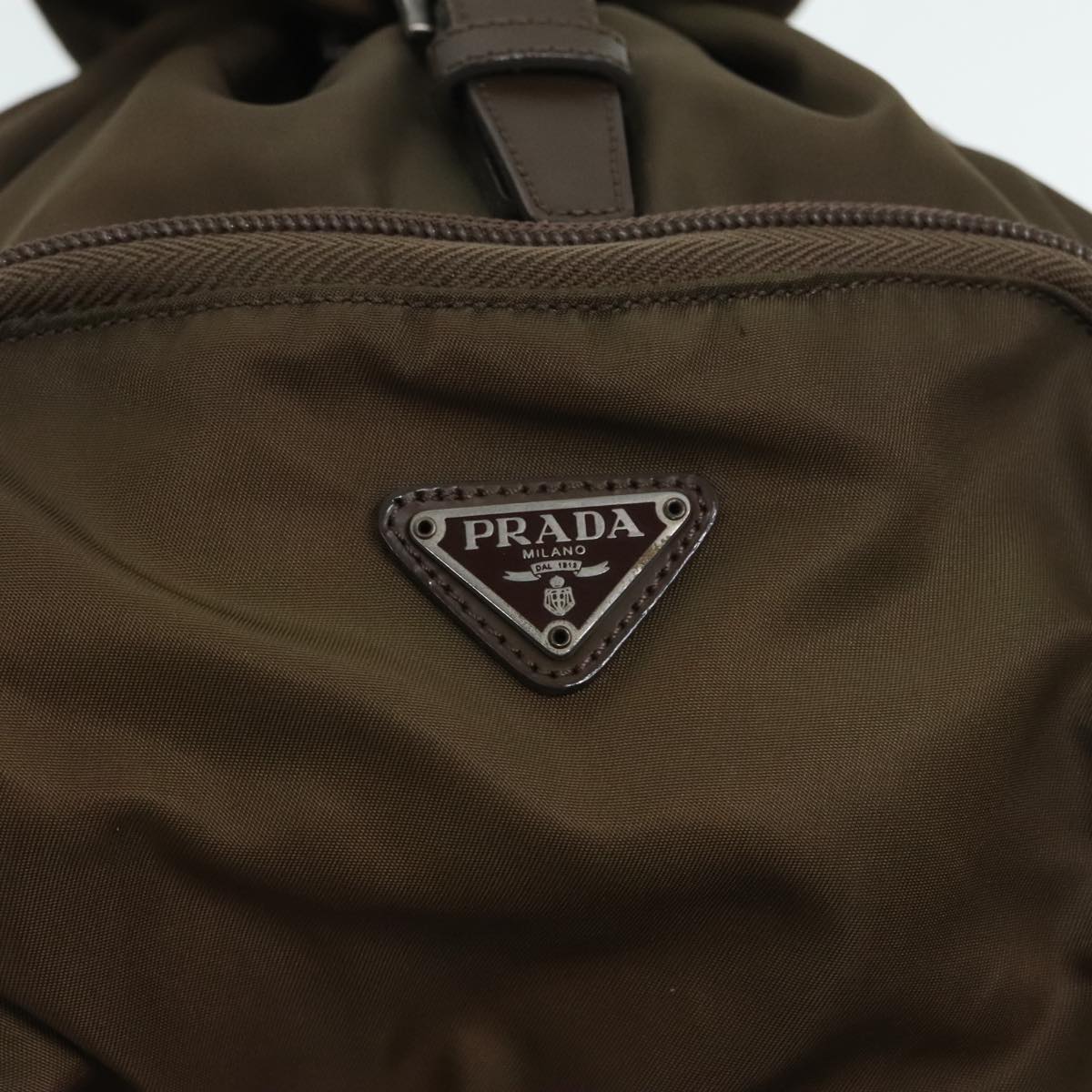 PRADA Backpack Nylon Beige Silver Auth 88235