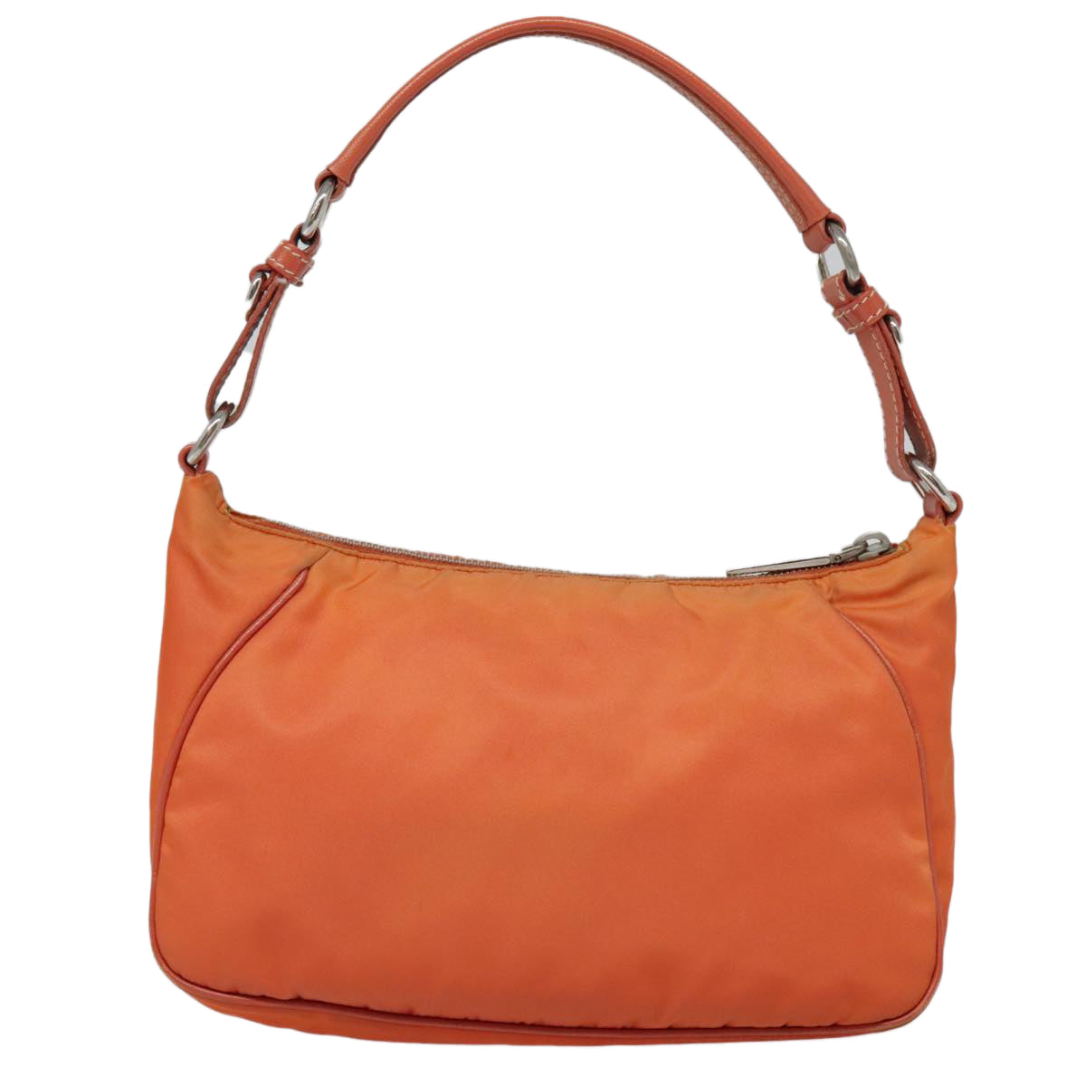 PRADA Shoulder Bag Nylon Orange Silver Auth 88236