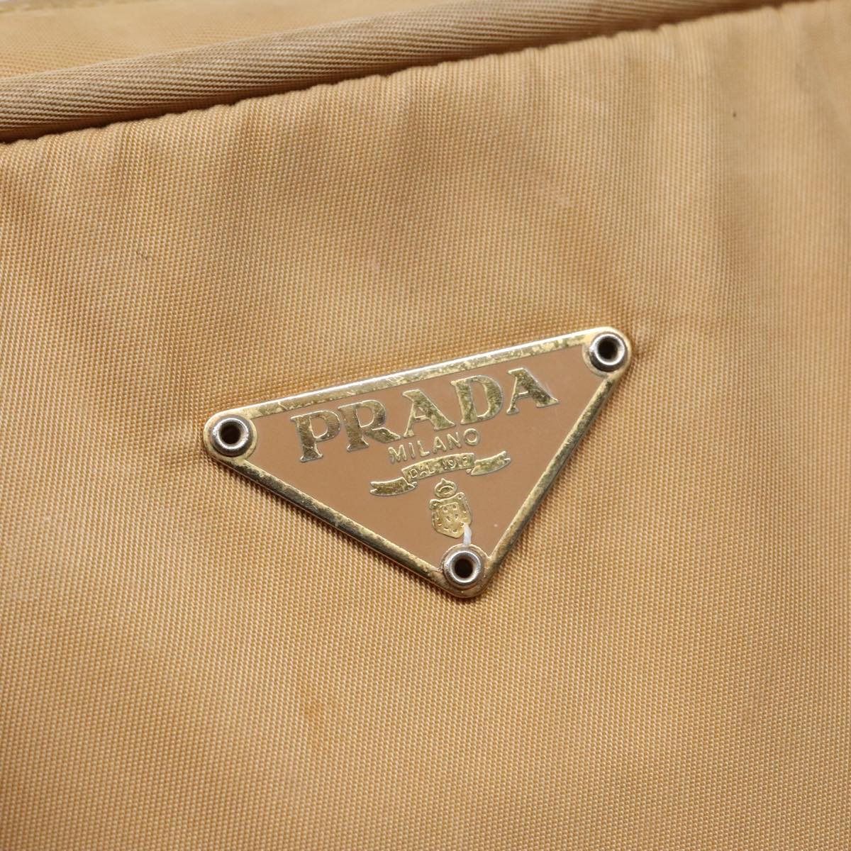 PRADA Hand Bag Nylon Beige Silver Auth 88237