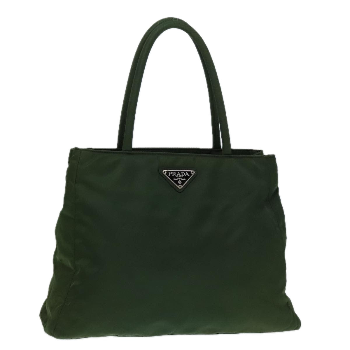 PRADA Hand Bag Nylon Green Silver Auth 88238