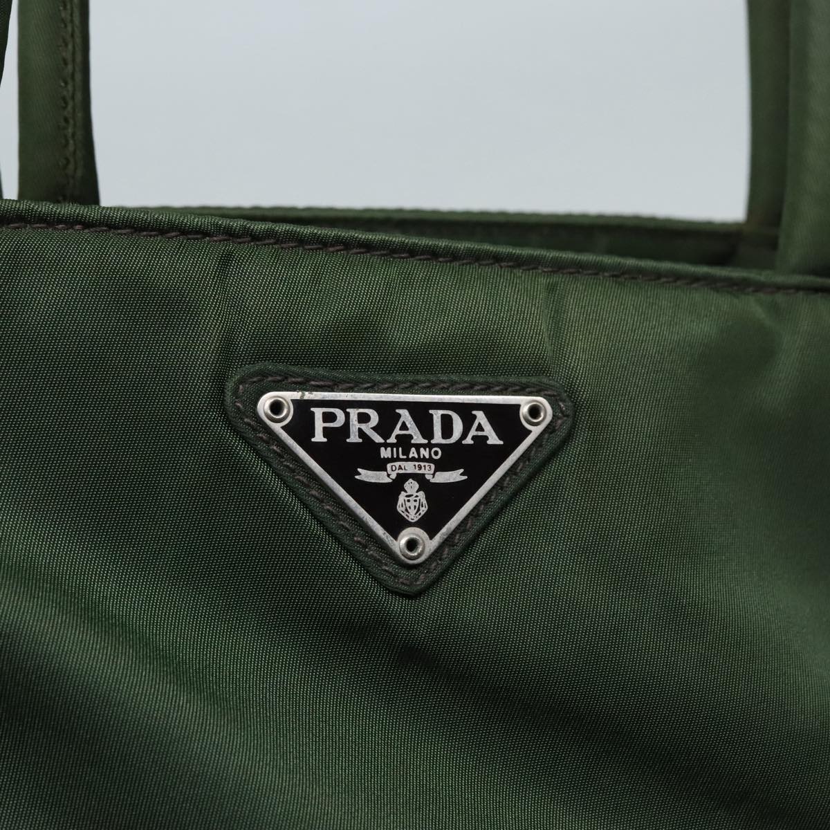 PRADA Hand Bag Nylon Green Silver Auth 88238