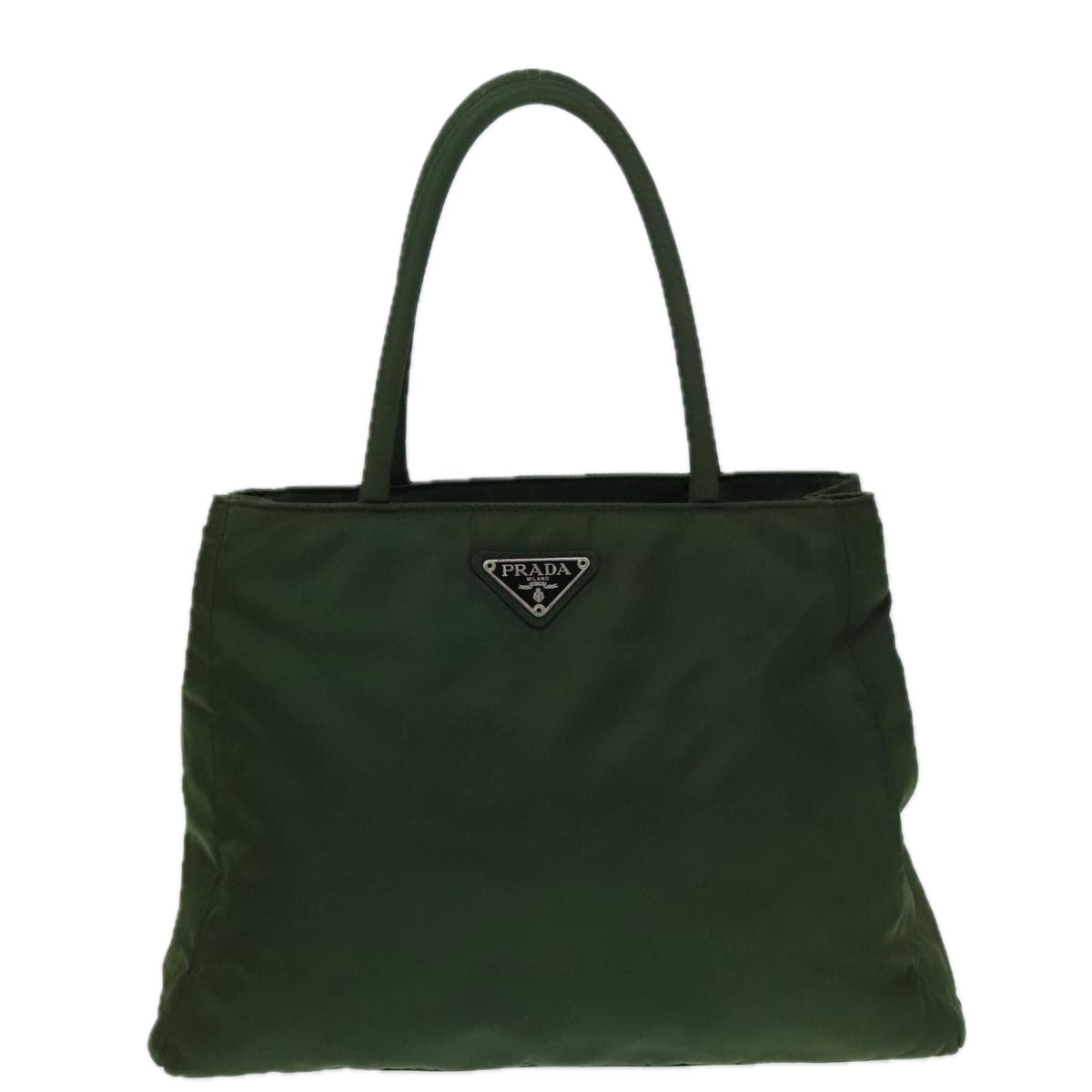 PRADA Hand Bag Nylon Green Silver Auth 88238