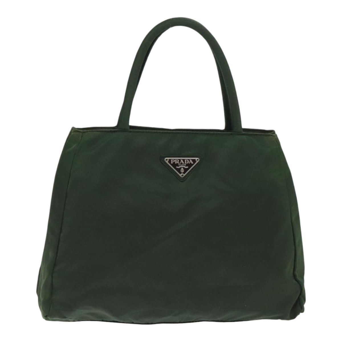 PRADA Hand Bag Nylon Green Silver Auth 88239