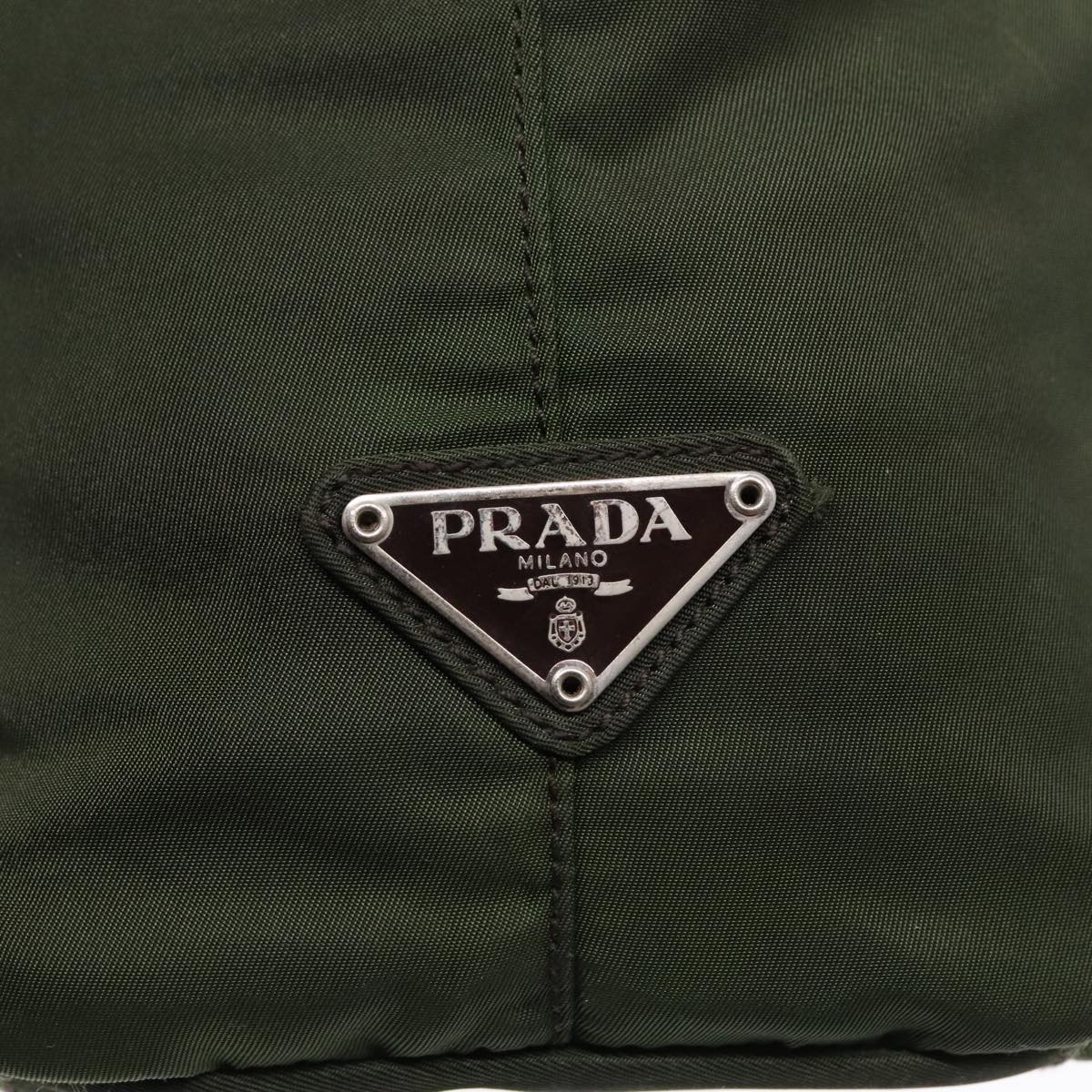 PRADA Hand Bag Nylon Green Clear Silver Auth 88240