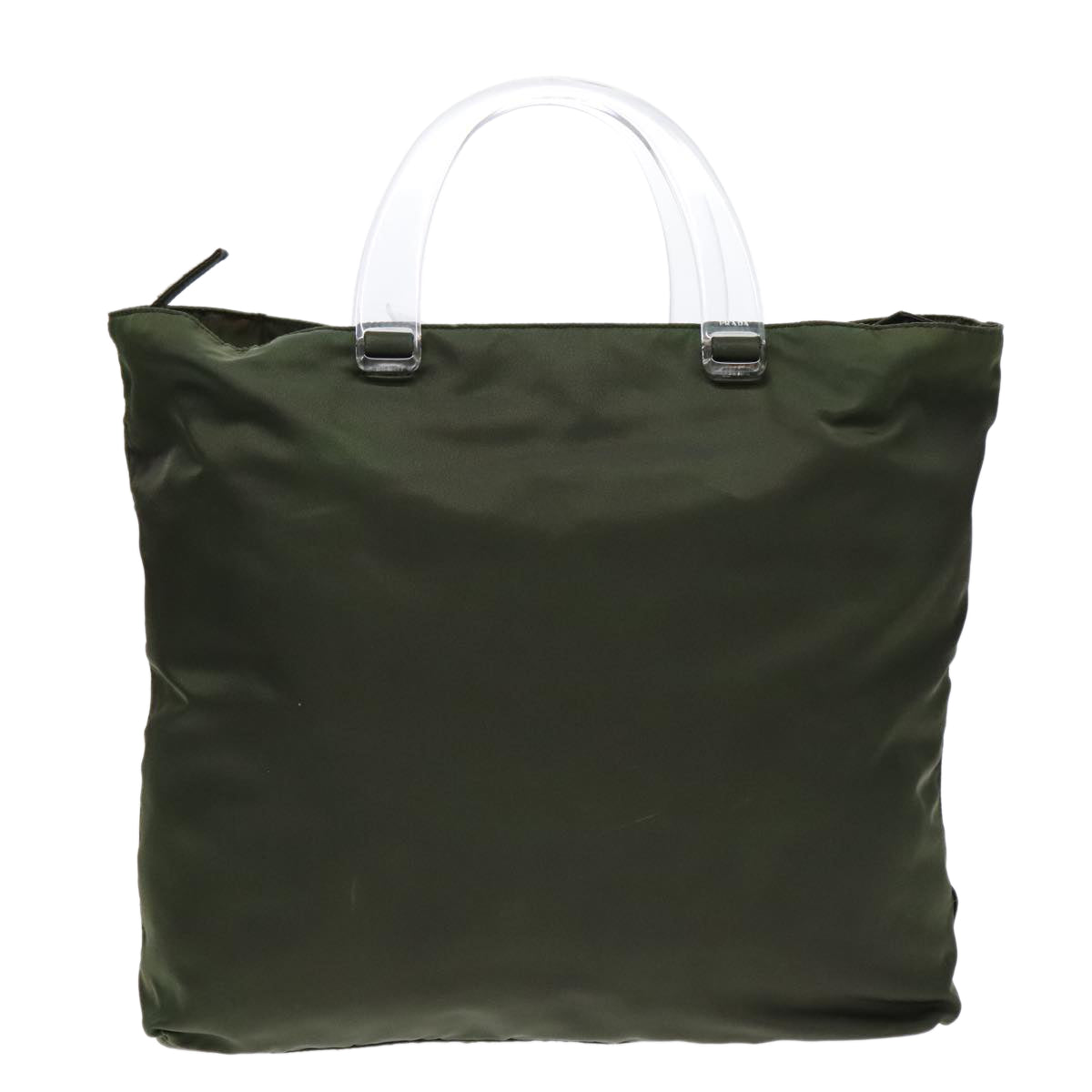 PRADA Hand Bag Nylon Green Clear Silver Auth 88240