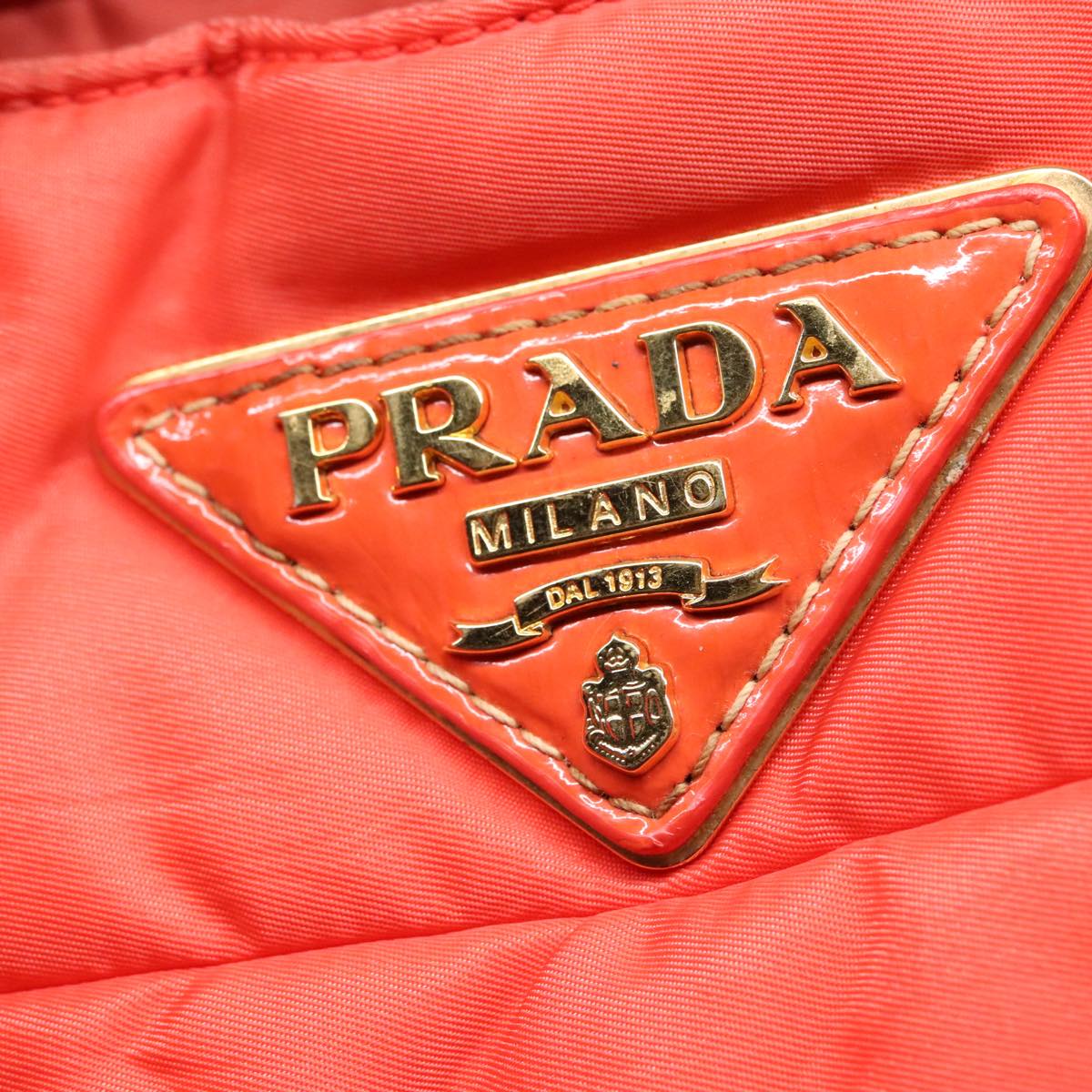 PRADA Hand Bag Nylon 2way Orange Gold Auth 88241