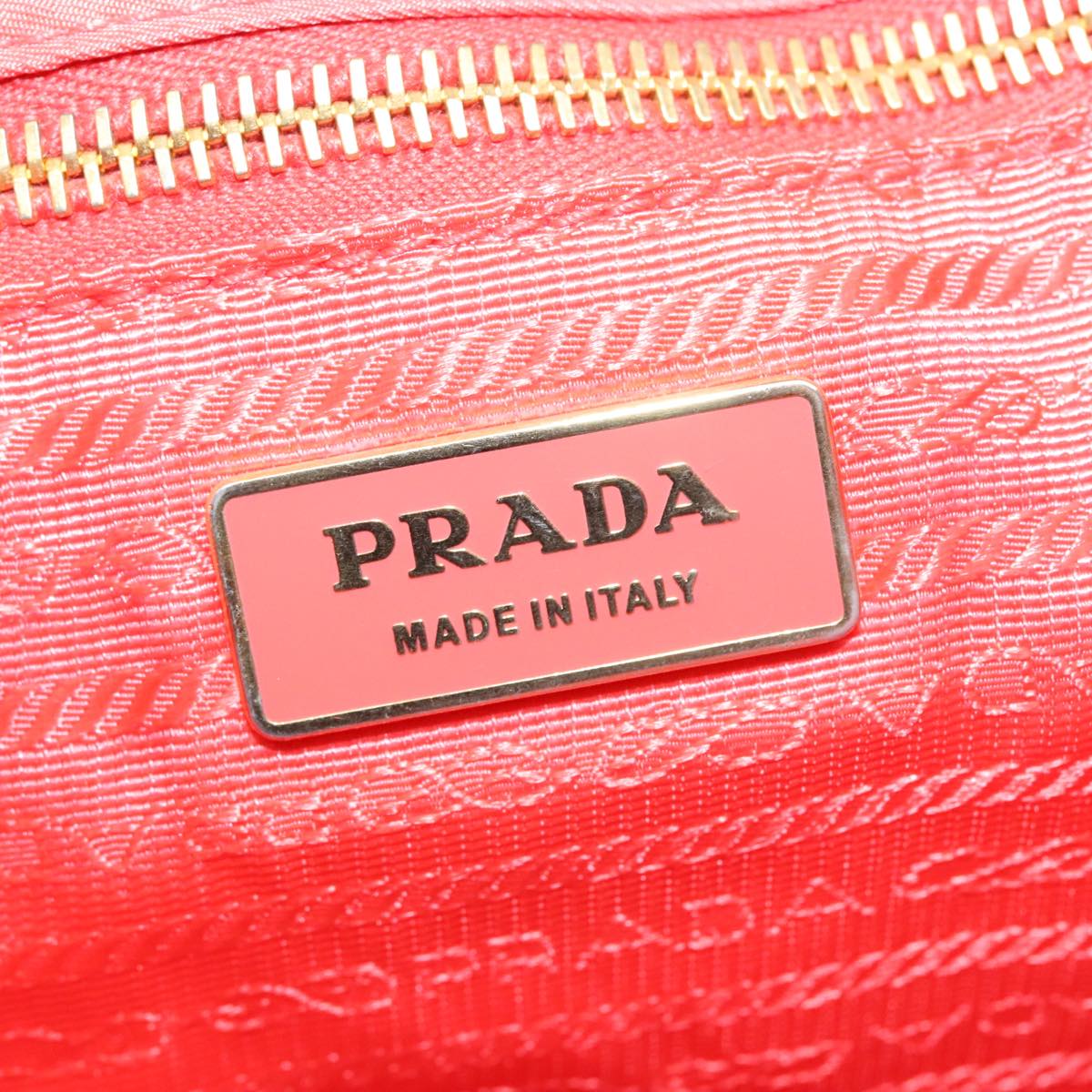 PRADA Hand Bag Nylon 2way Orange Gold Auth 88241