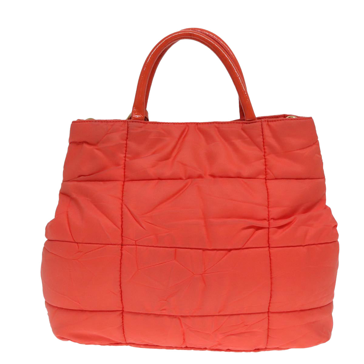 PRADA Hand Bag Nylon 2way Orange Gold Auth 88241