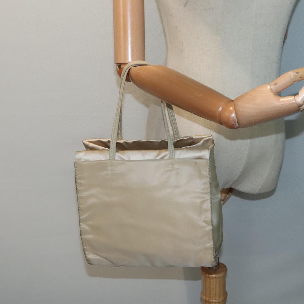 PRADA Hand Bag Nylon Beige Auth 88246