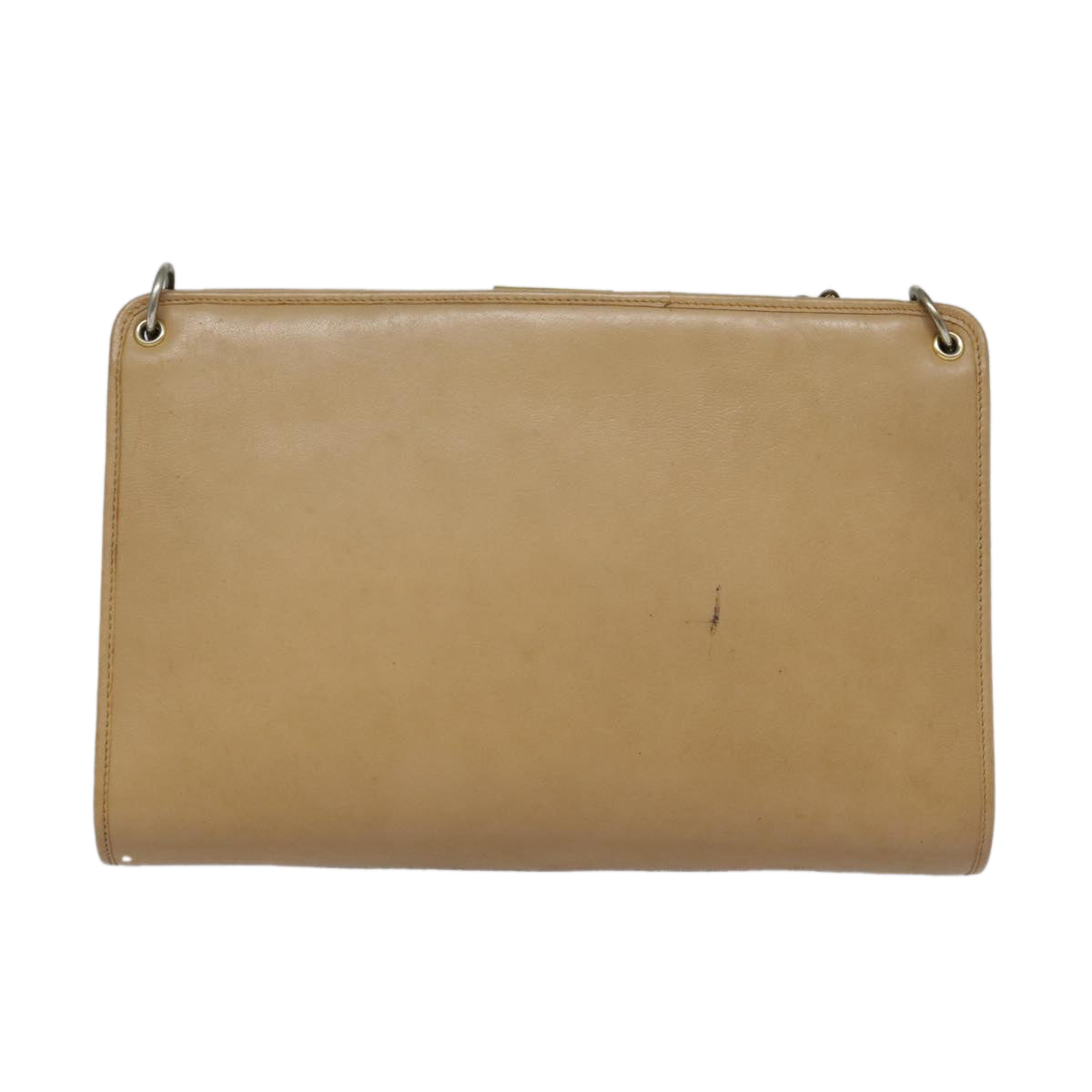 Christian Dior Shoulder Bag Leather Beige Gold Auth 88259