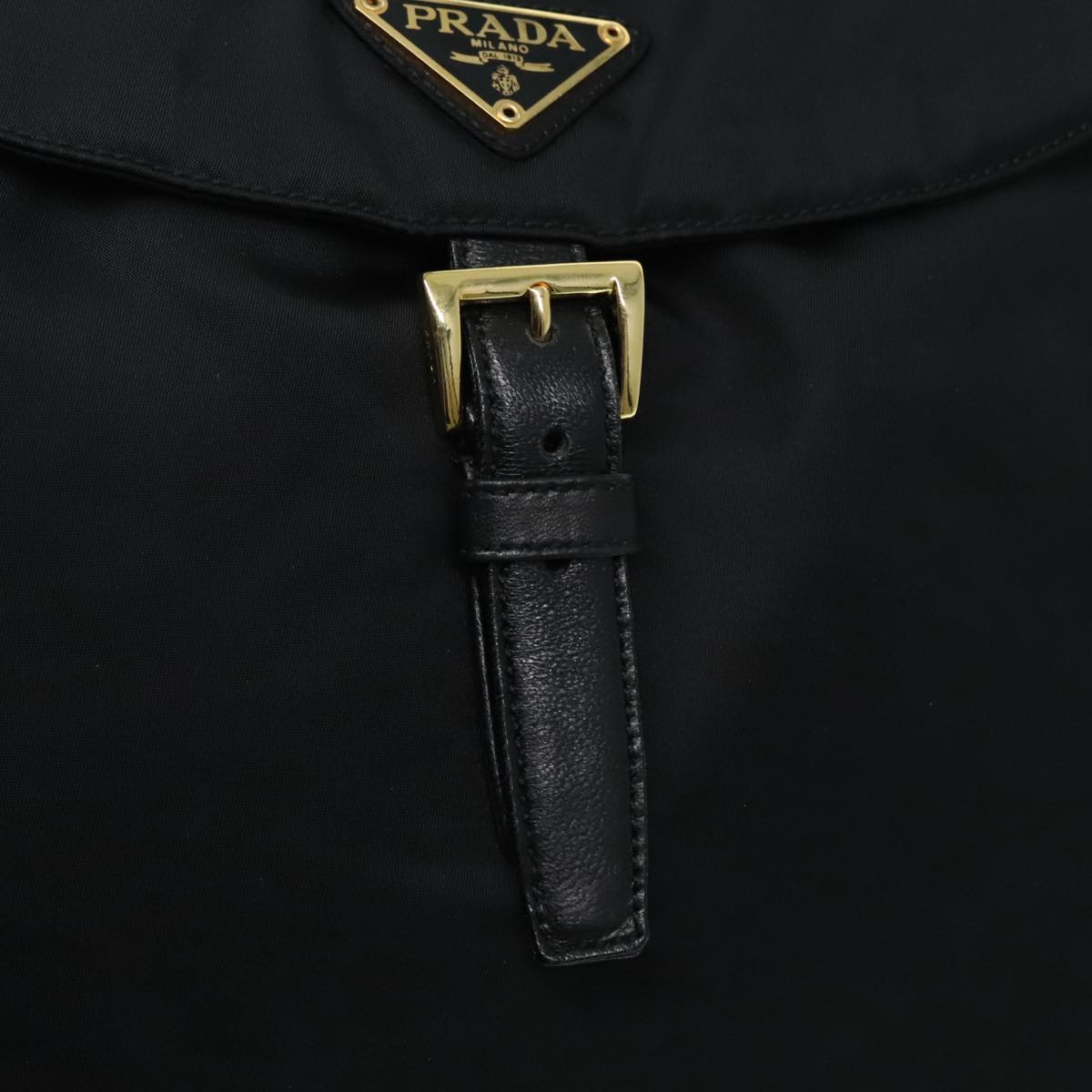 PRADA Backpack Nylon Black Gold Auth 88260