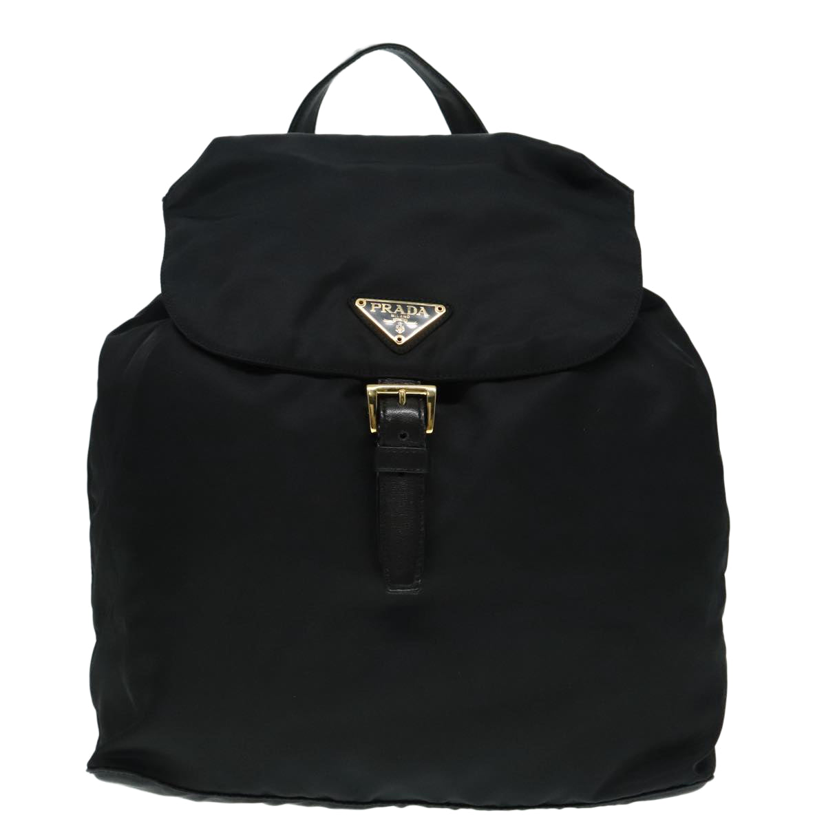 PRADA Backpack Nylon Black Gold Auth 88260