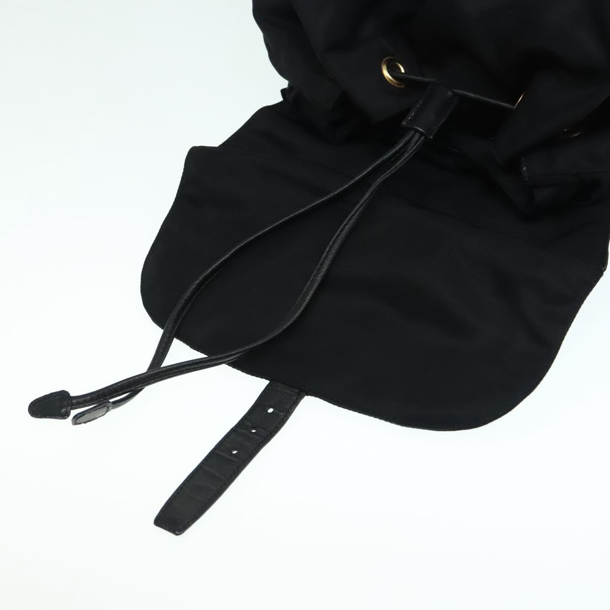 PRADA Backpack Nylon Black Gold Auth 88260