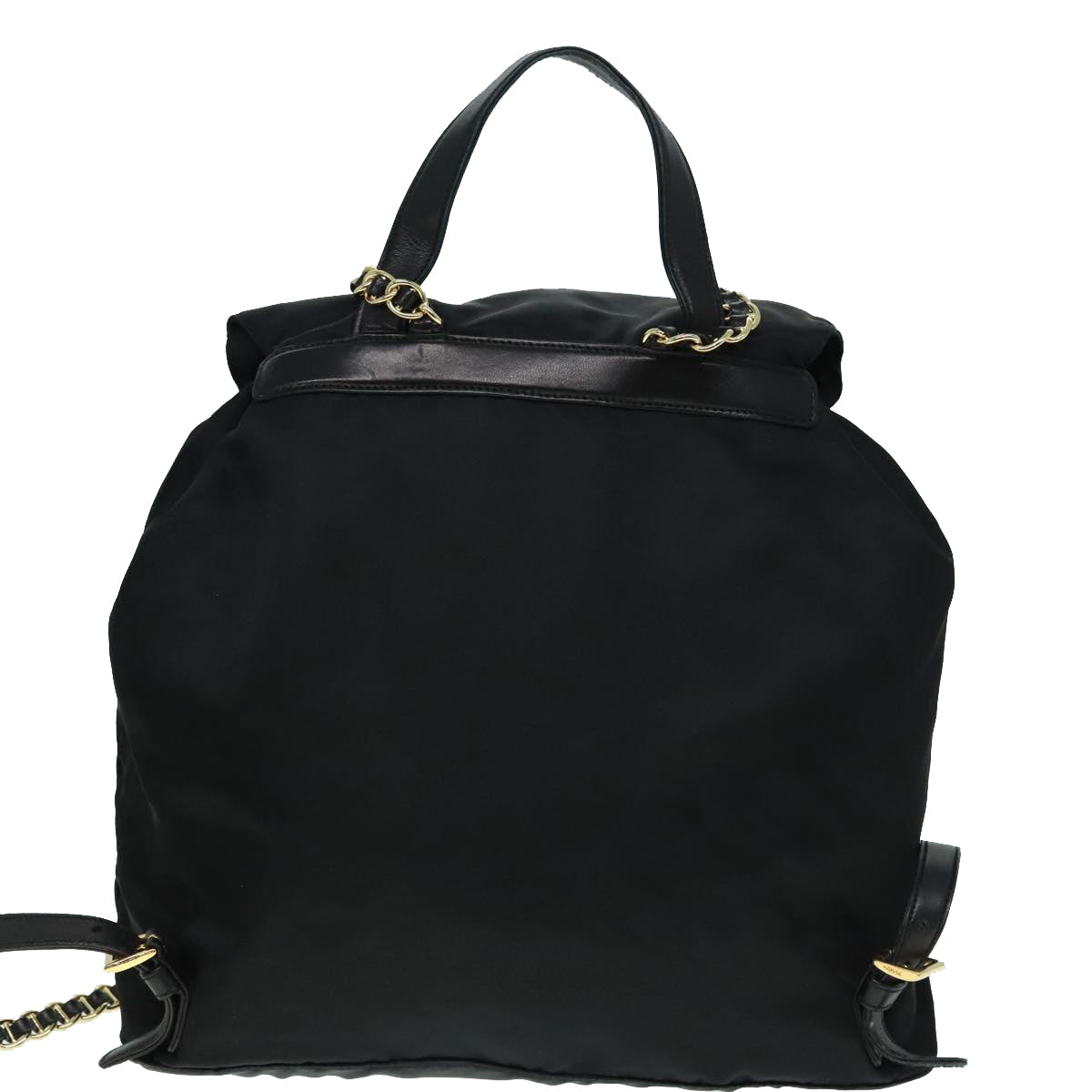 PRADA Backpack Nylon Black Gold Auth 88260