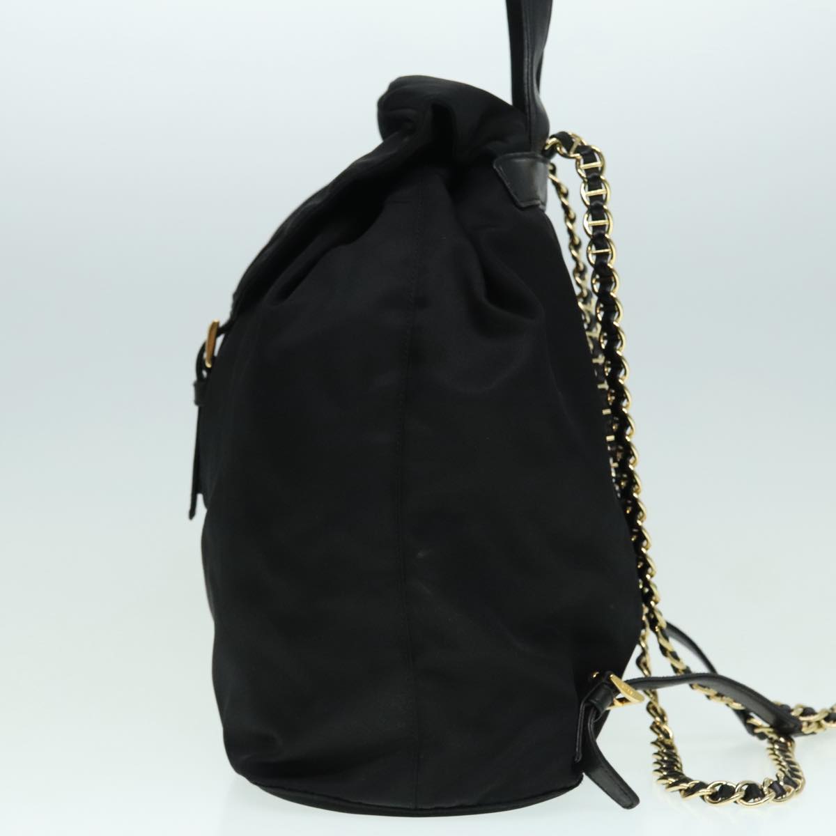 PRADA Backpack Nylon Black Gold Auth 88260