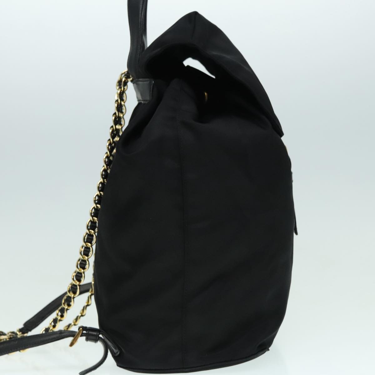 PRADA Backpack Nylon Black Gold Auth 88260