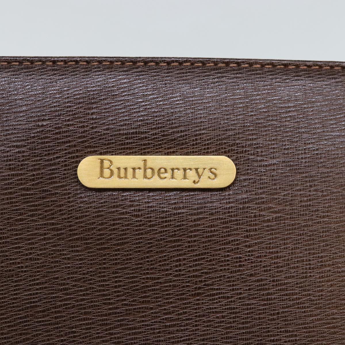 Burberrys Hand Bag Leather Brown Gold Auth 88262